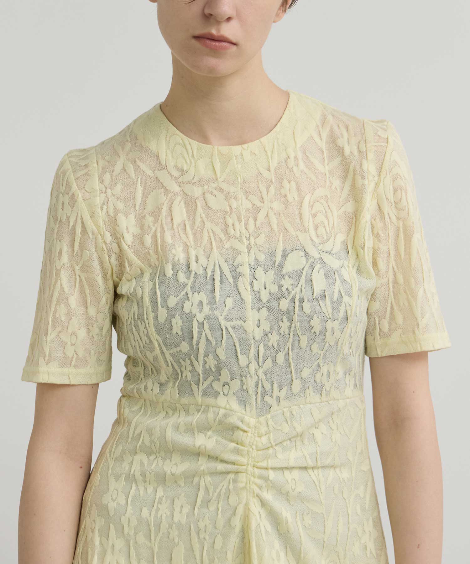 別注 FLOWER JAQUARD SHORT SLEEVE DRESS PHOTOCOPIEU