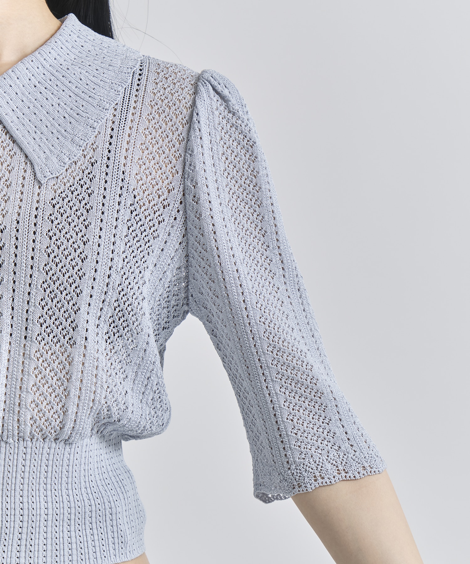 LACE KNIT SHORT-SLEEVED CARDIGAN FETICO