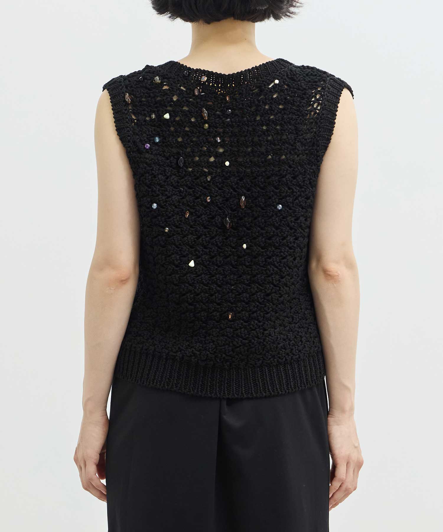 EX.Gerda glass beads&ores knit BK AKIRANAKA