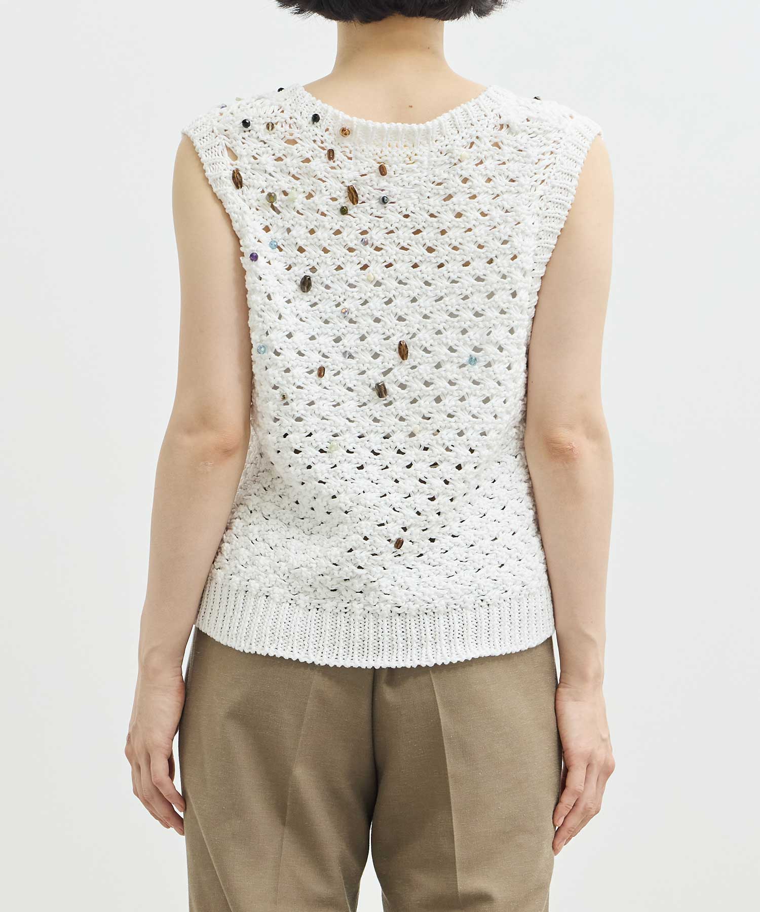 EX.Gerda glass beads&ores knit WH AKIRANAKA