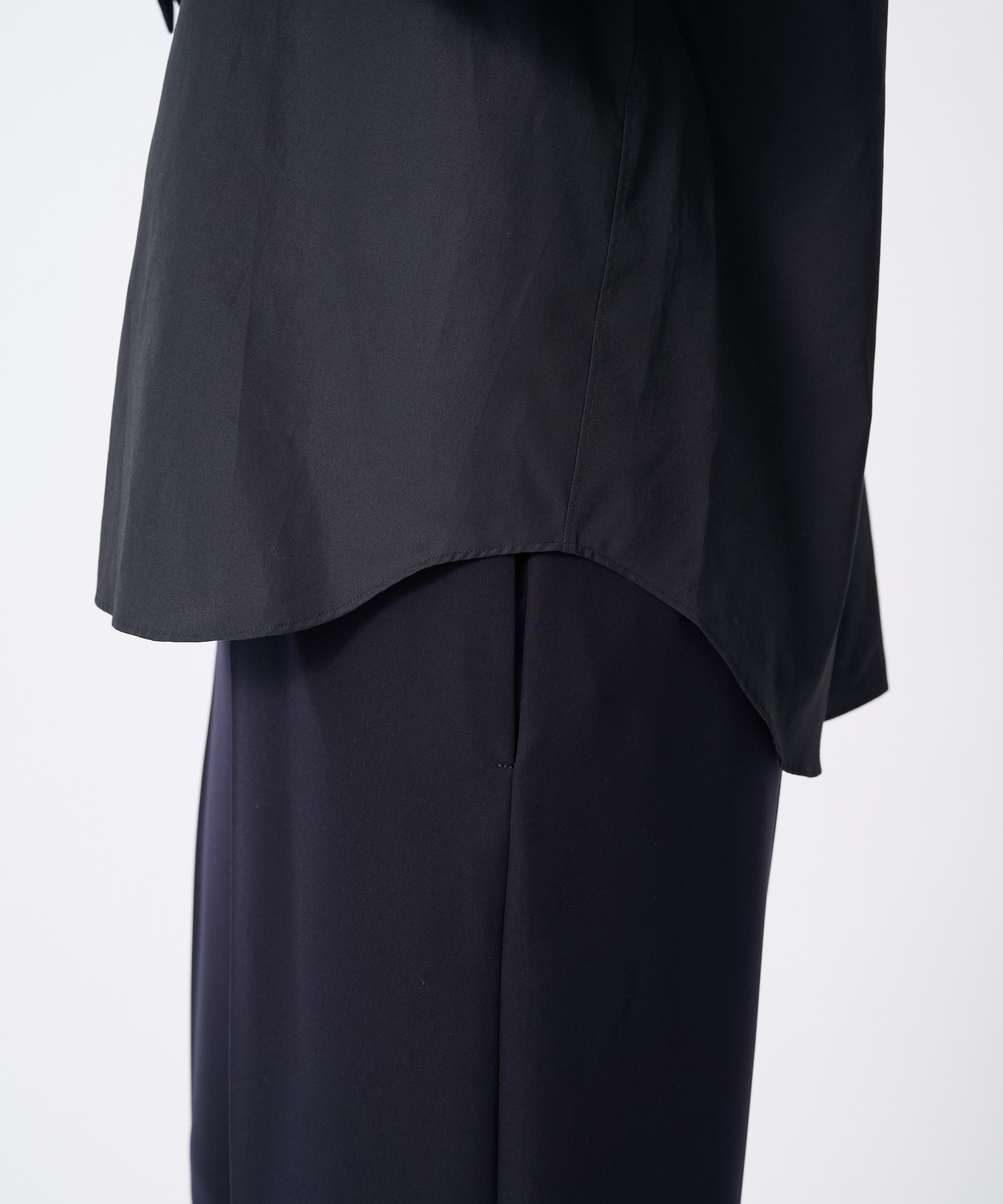 3P-B004-051 Flower Collar Shirt noir kei ninomiya