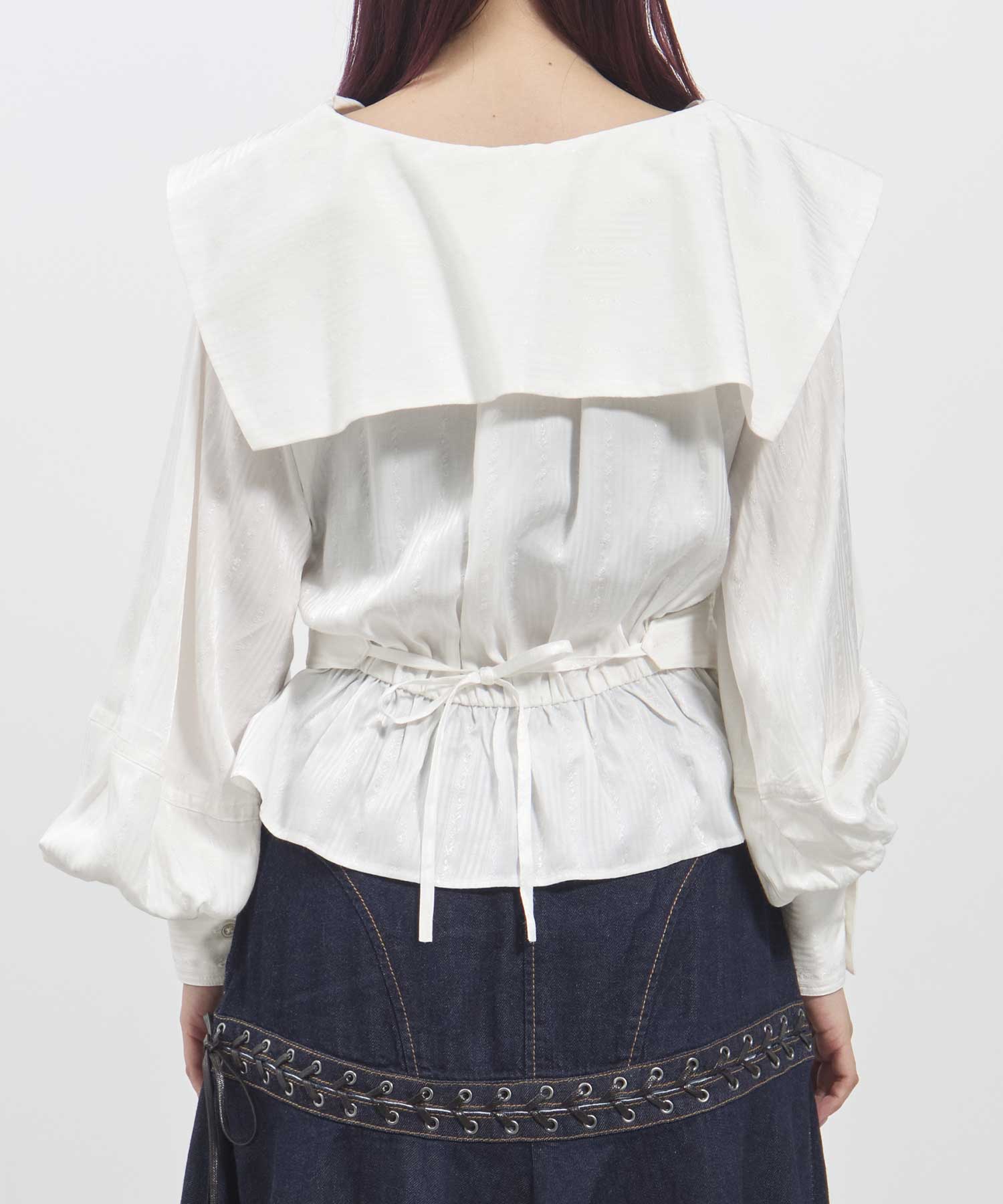 Rose jaquard stripe sailor collar blouse｜FETICO（フェティコ