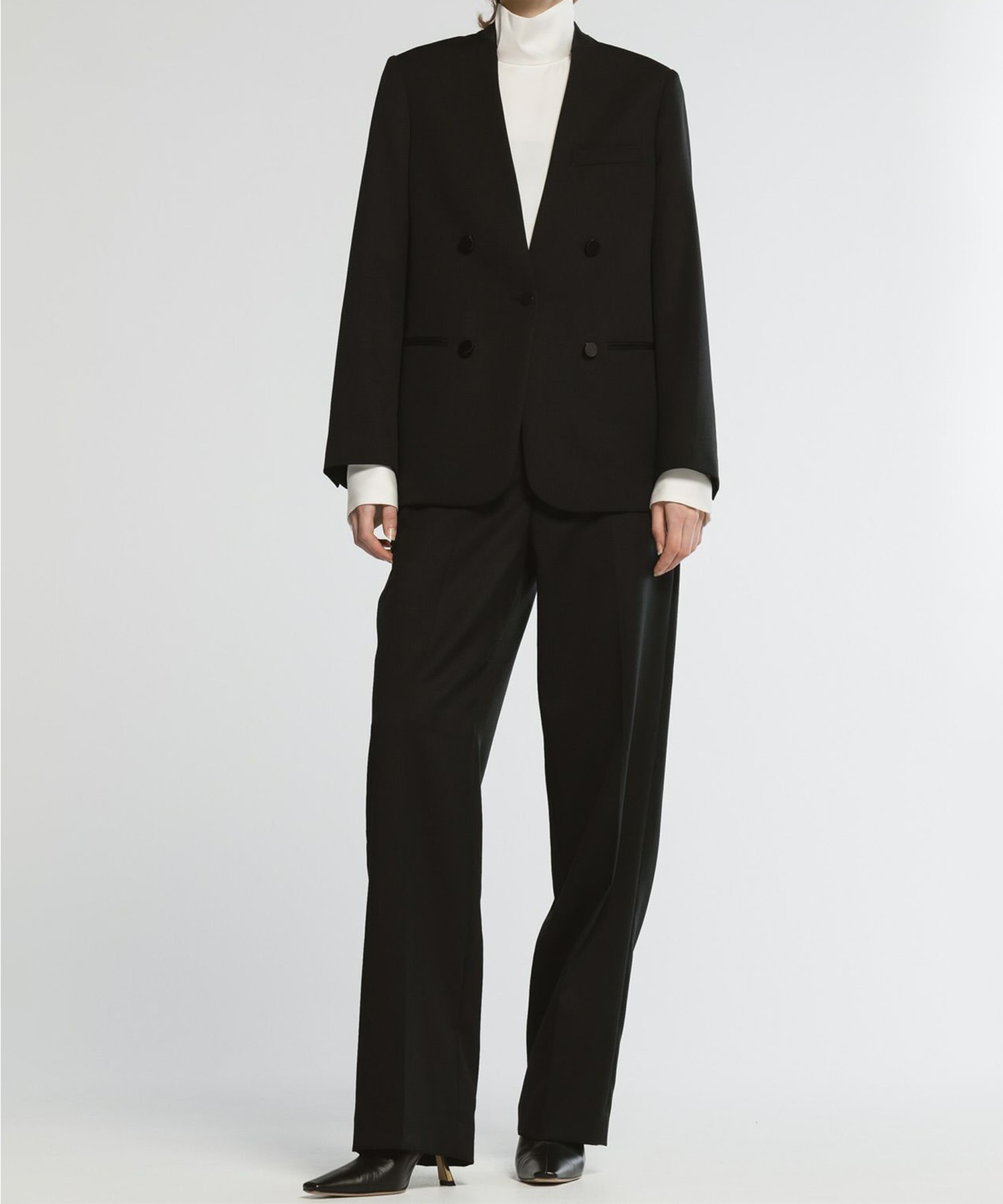 BLACK FORMAL STRAIGHT LEG TROUSERS CINOH