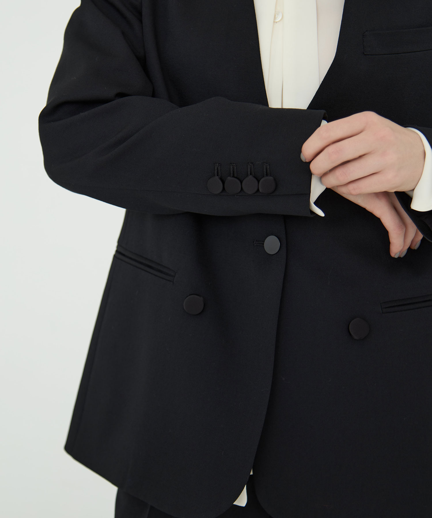 BLACK FORMAL NO COLLAR JACKET CINOH