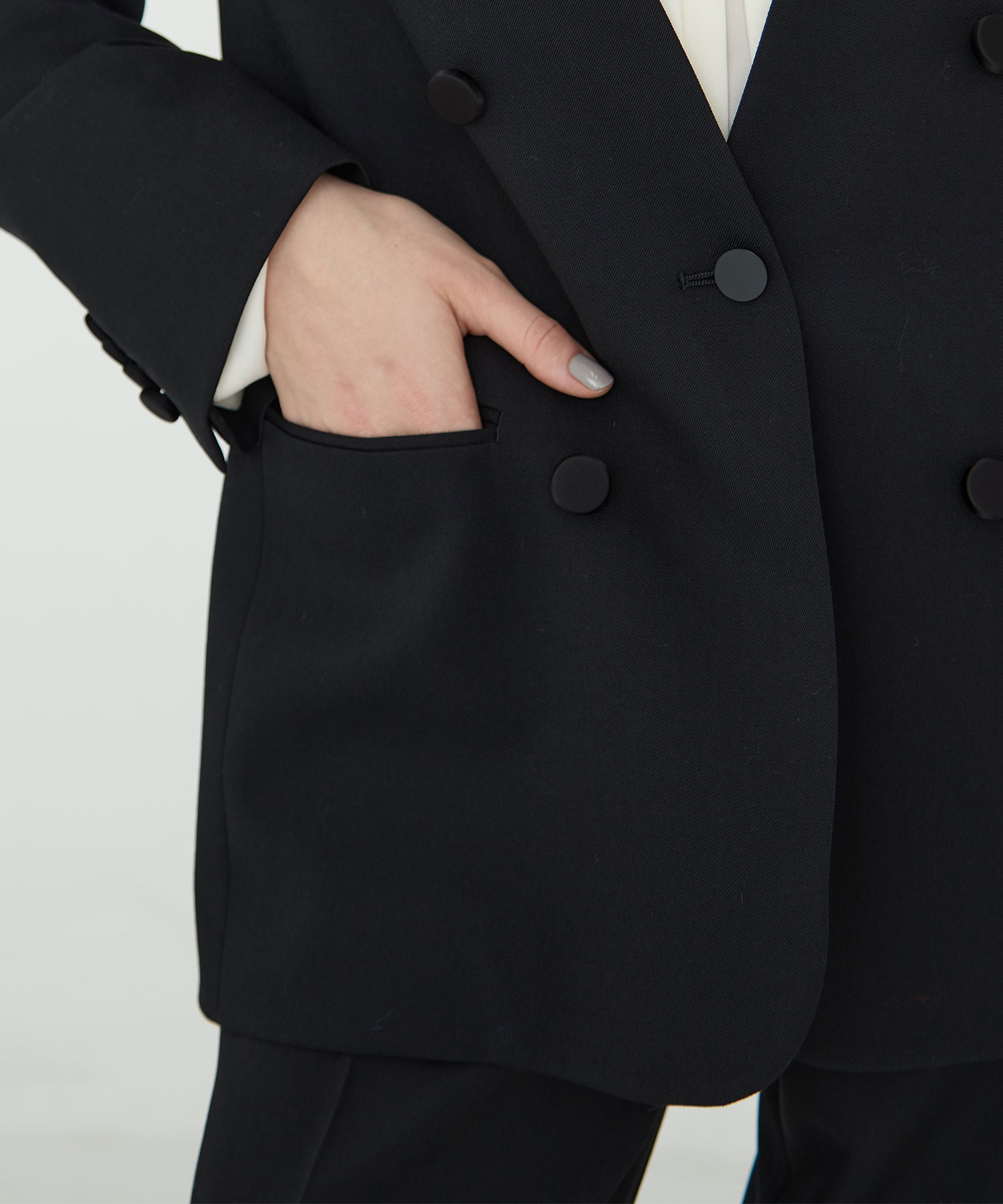 BLACK FORMAL NO COLLAR JACKET CINOH