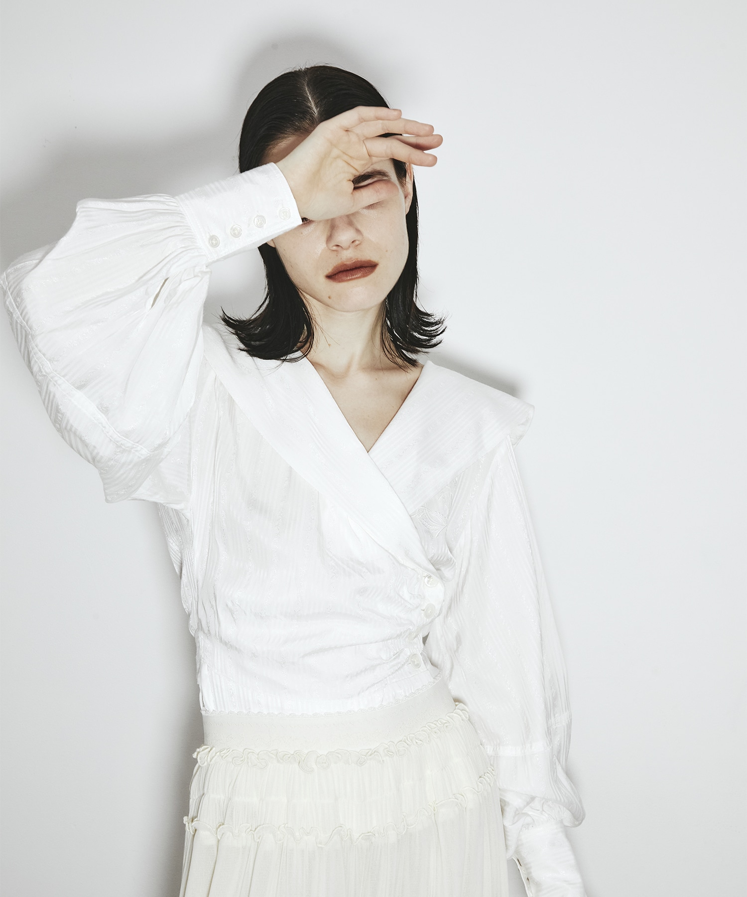 別注 Velvet tulle shirring wide pants FETICO