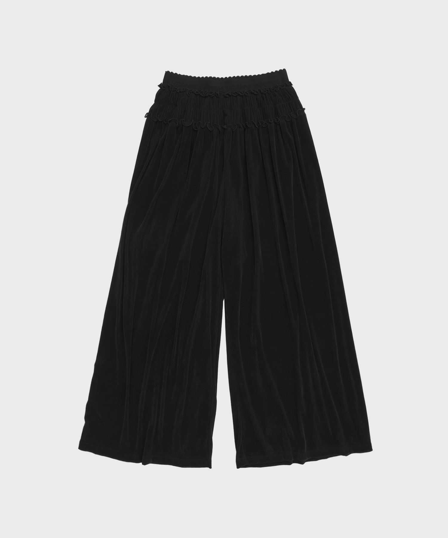 別注 Velvet tulle shirring wide pants FETICO