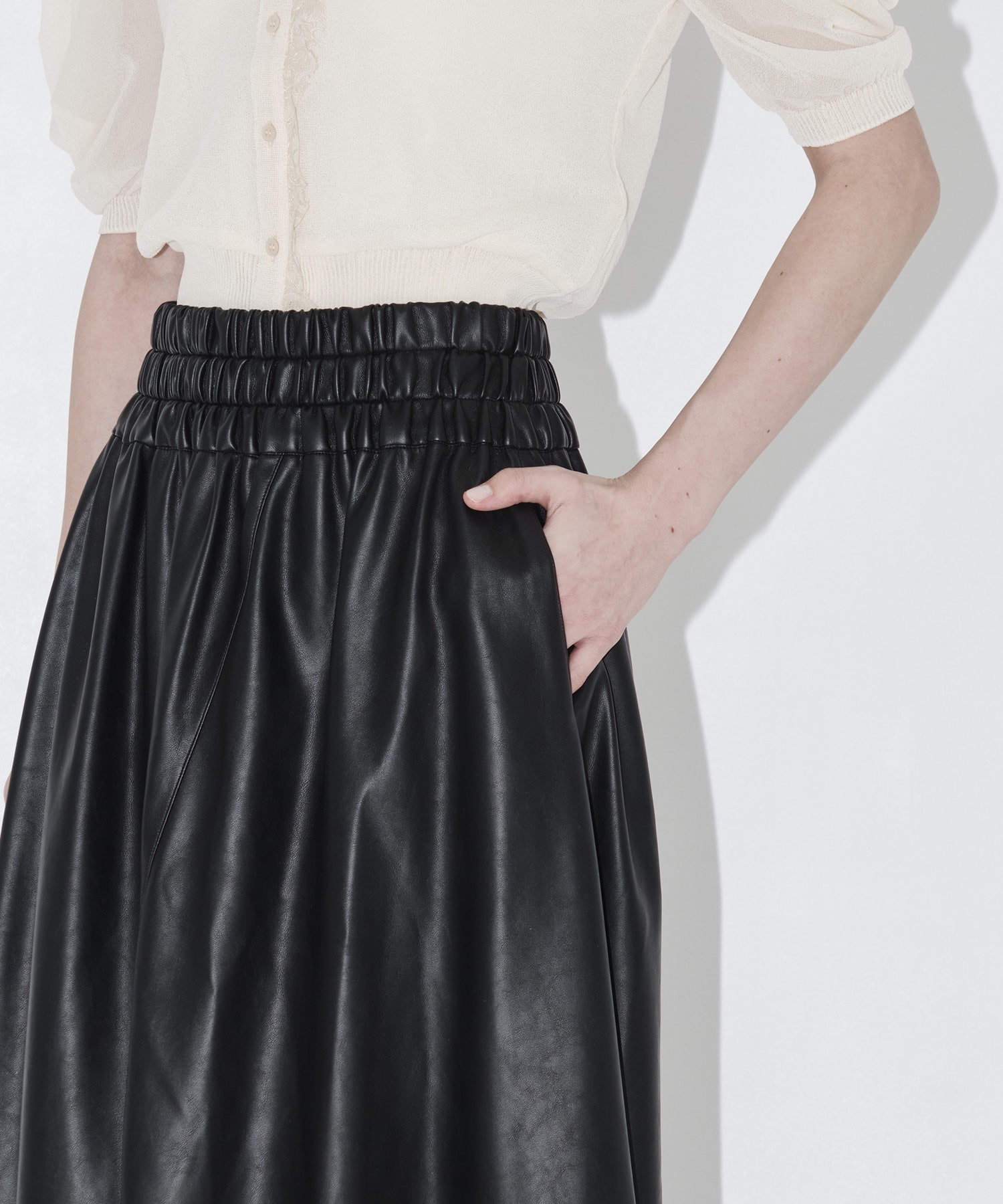 Paz gather waist skirt BK AKIRANAKA