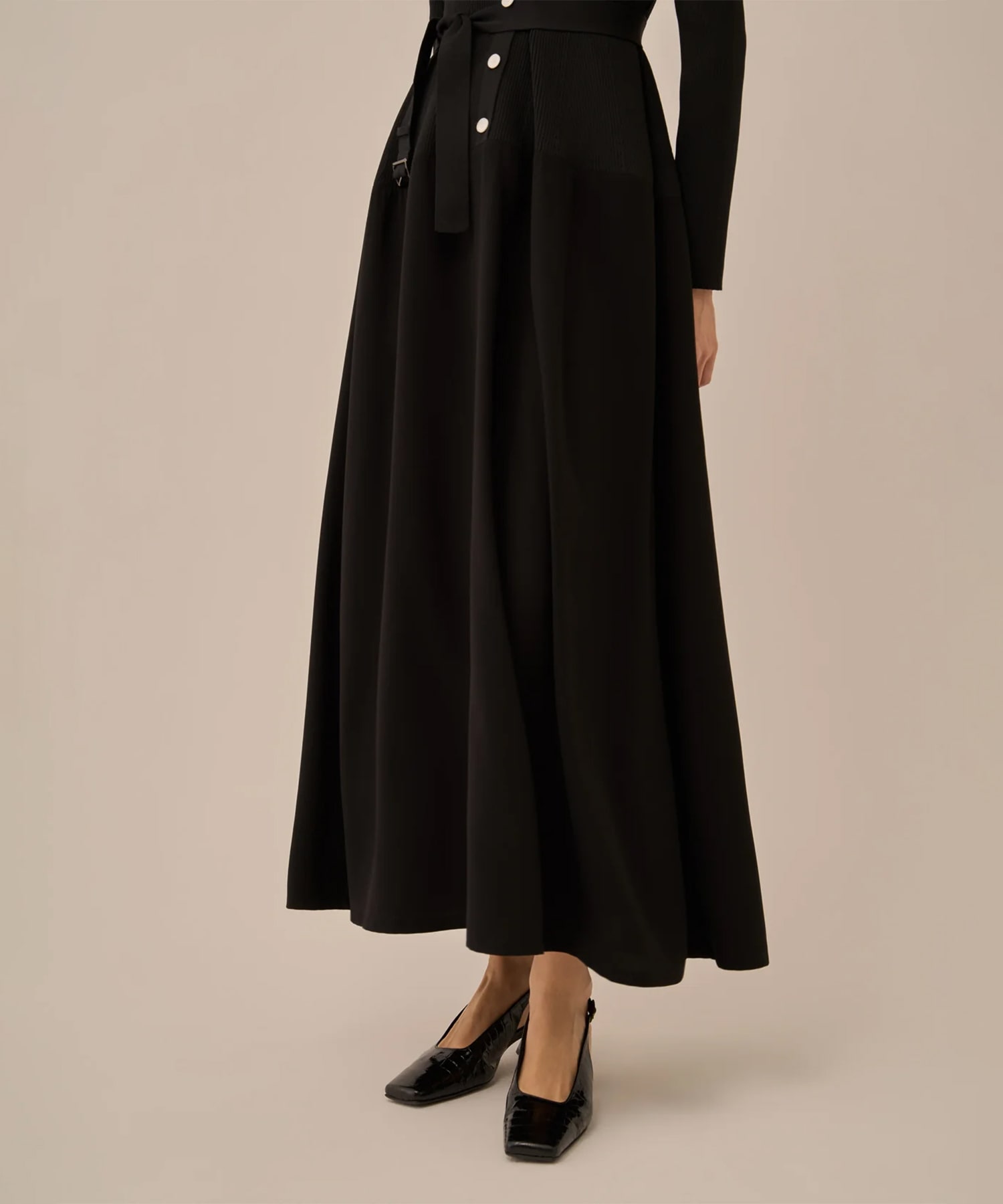 Jessica combi tex knit dress BK AKIRANAKA