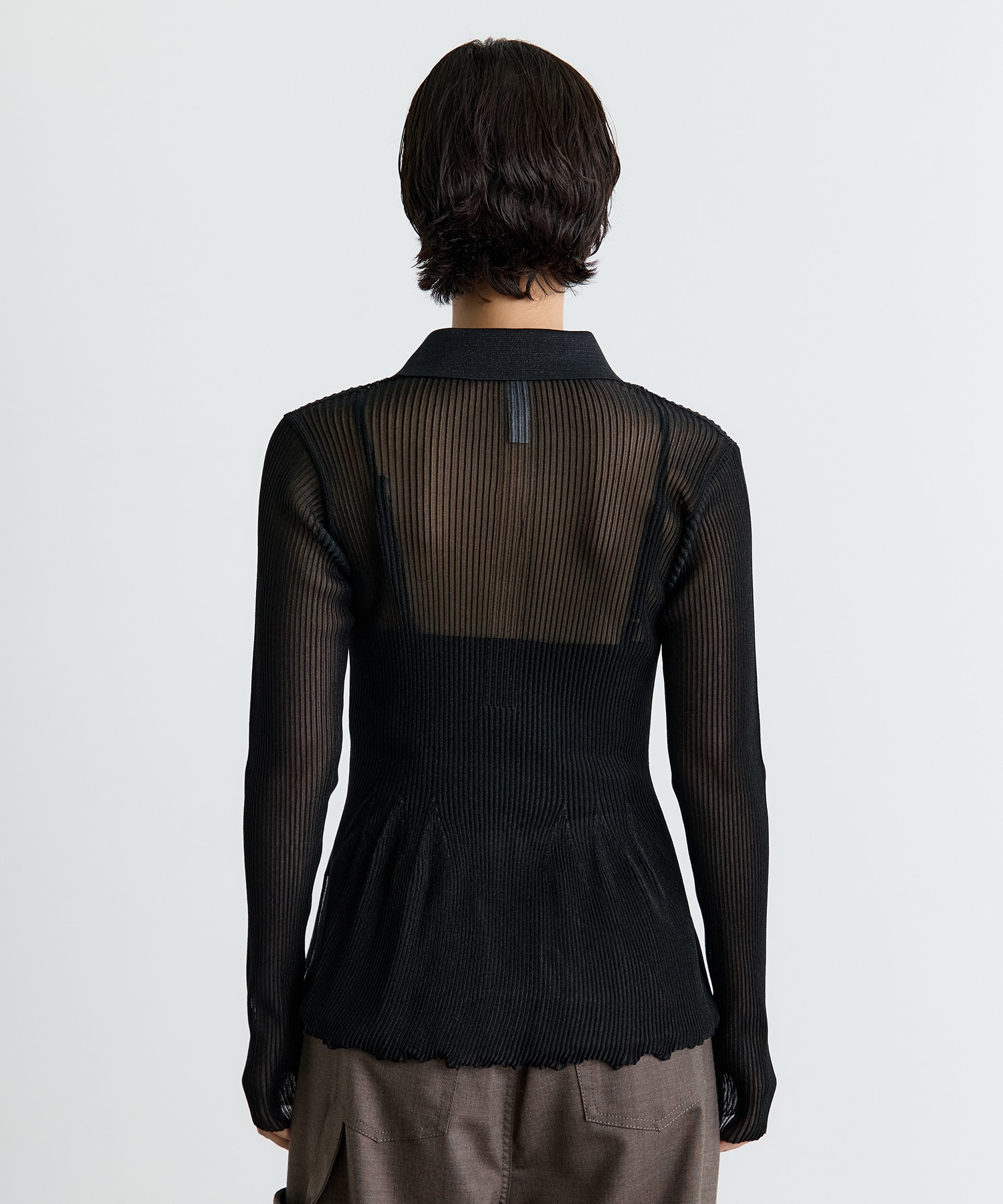 HYPHA LUCENT GLITTER LONG SLEEVE POLO SHIRT CFCL