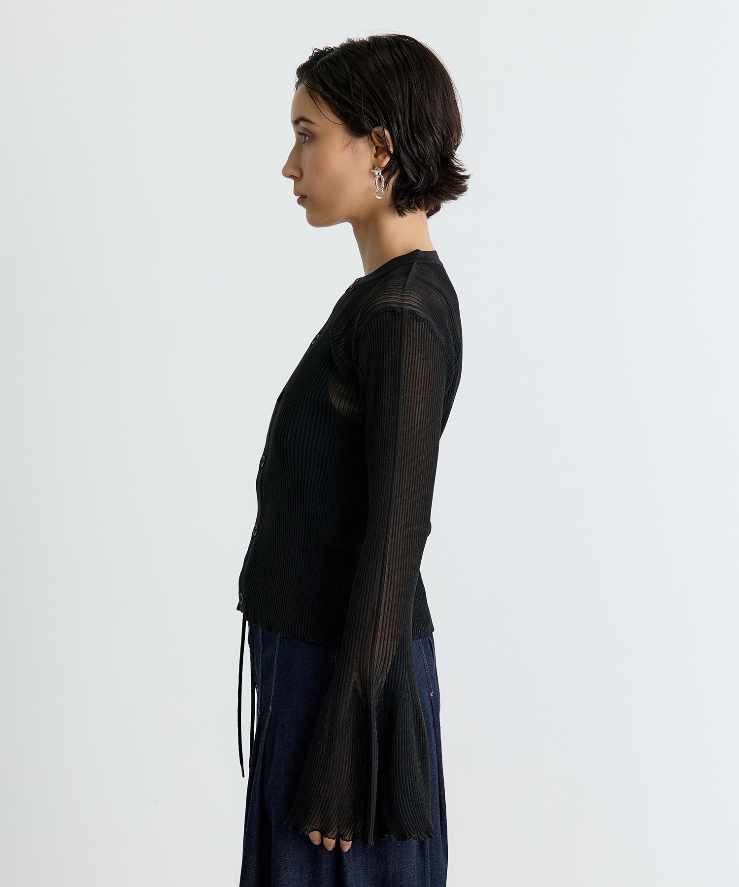 HYPHA LUCENT GLITTER BELL SLEEVE CARDIGAN CFCL