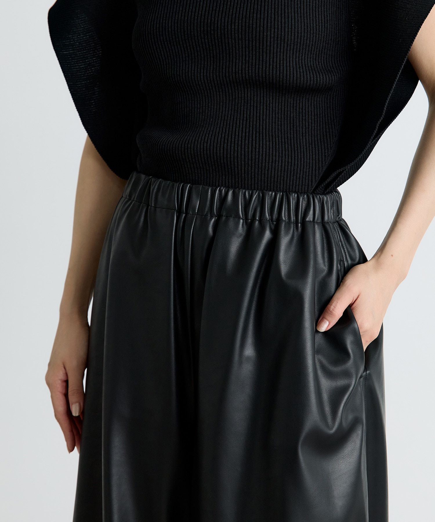 Synthetic Leather Wide Trousers IIROT