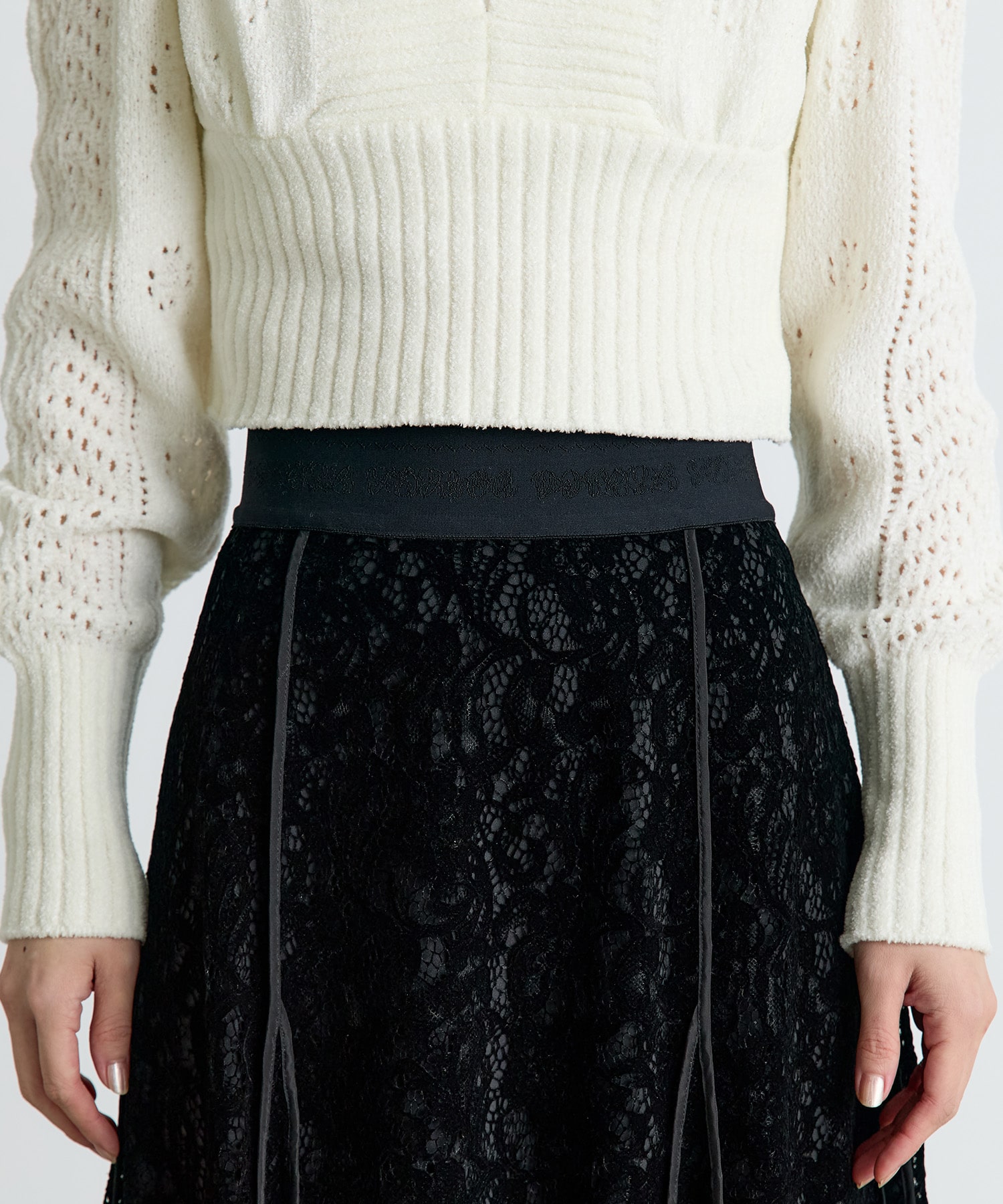 FLOCKED LACE FLARED SKIRT FETICO