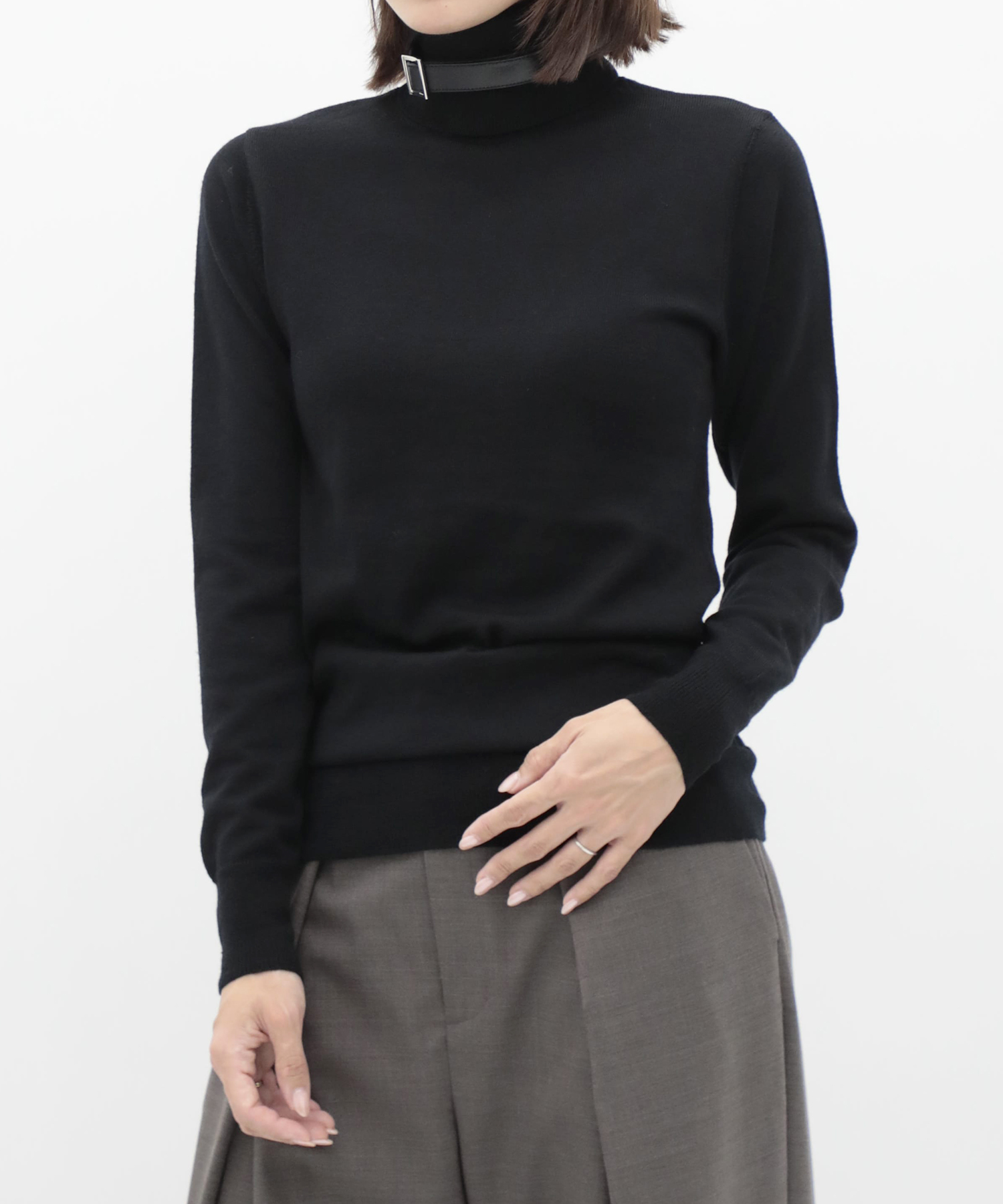Belted High-Neck Sweater KEISUKEYOSHIDA