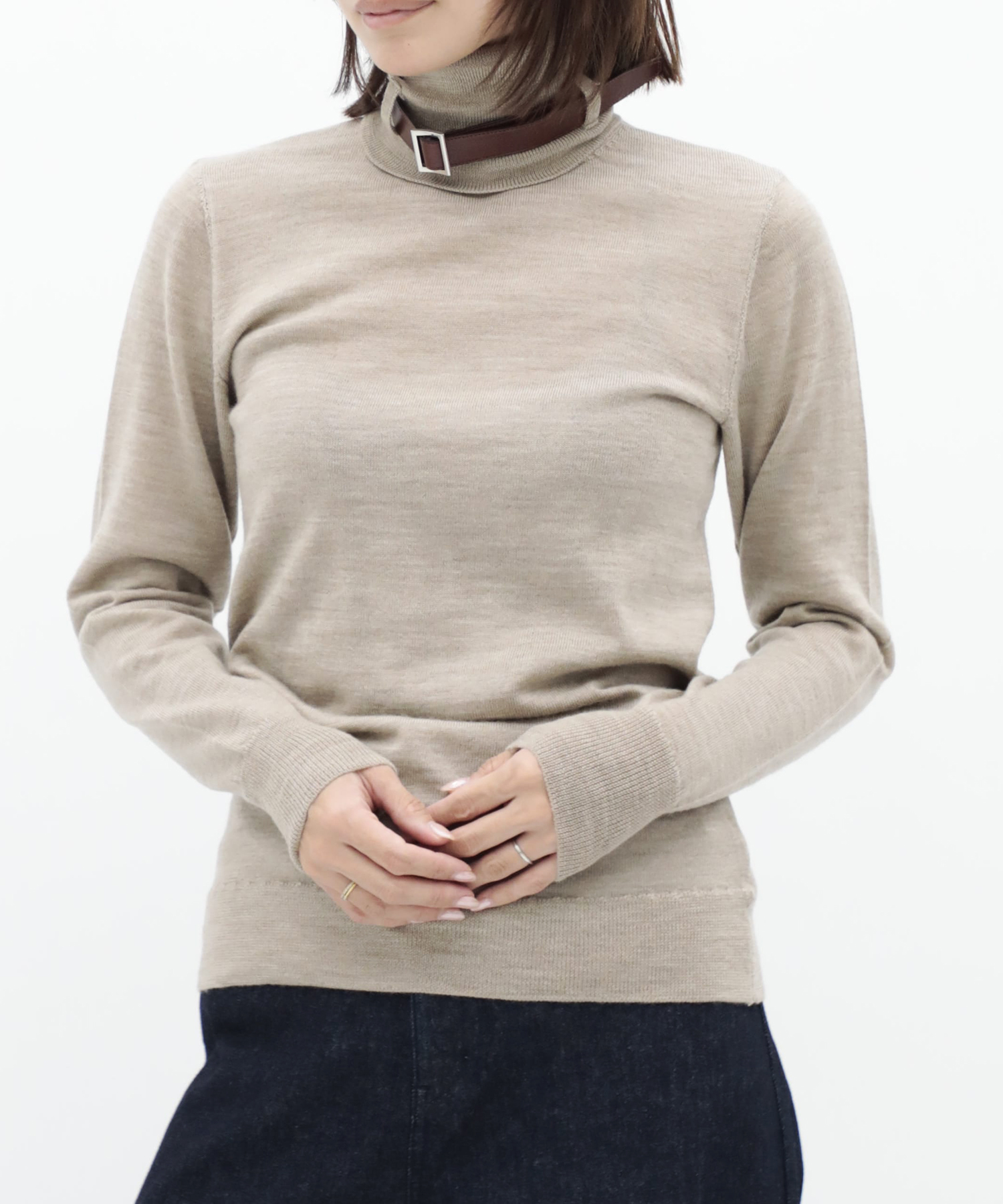 Belted High-Neck Sweater KEISUKEYOSHIDA