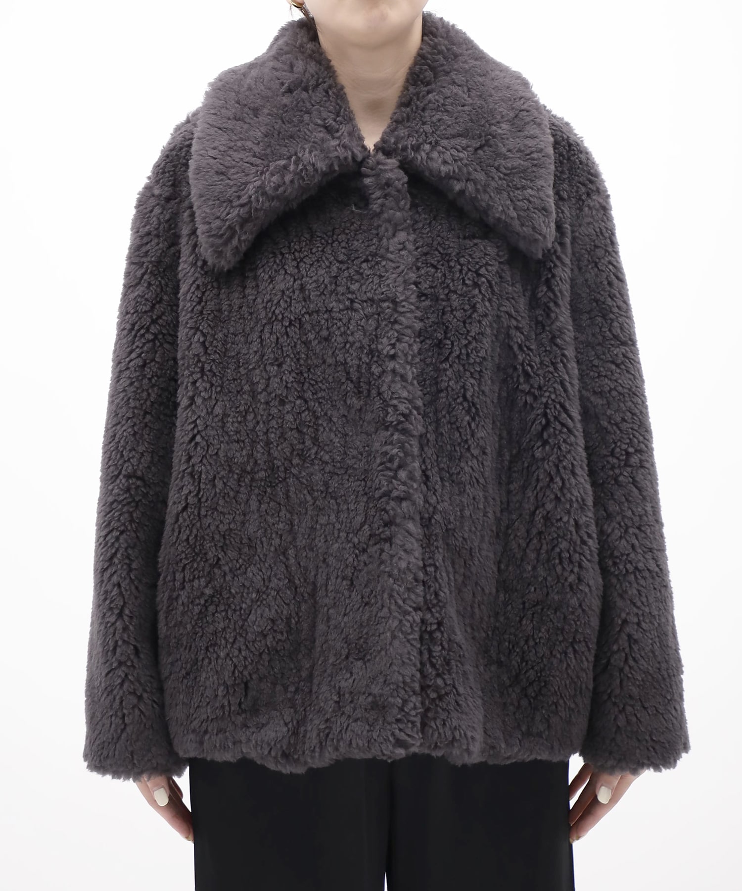 WOOL BOA WIDE COLLAR COAT FETICO