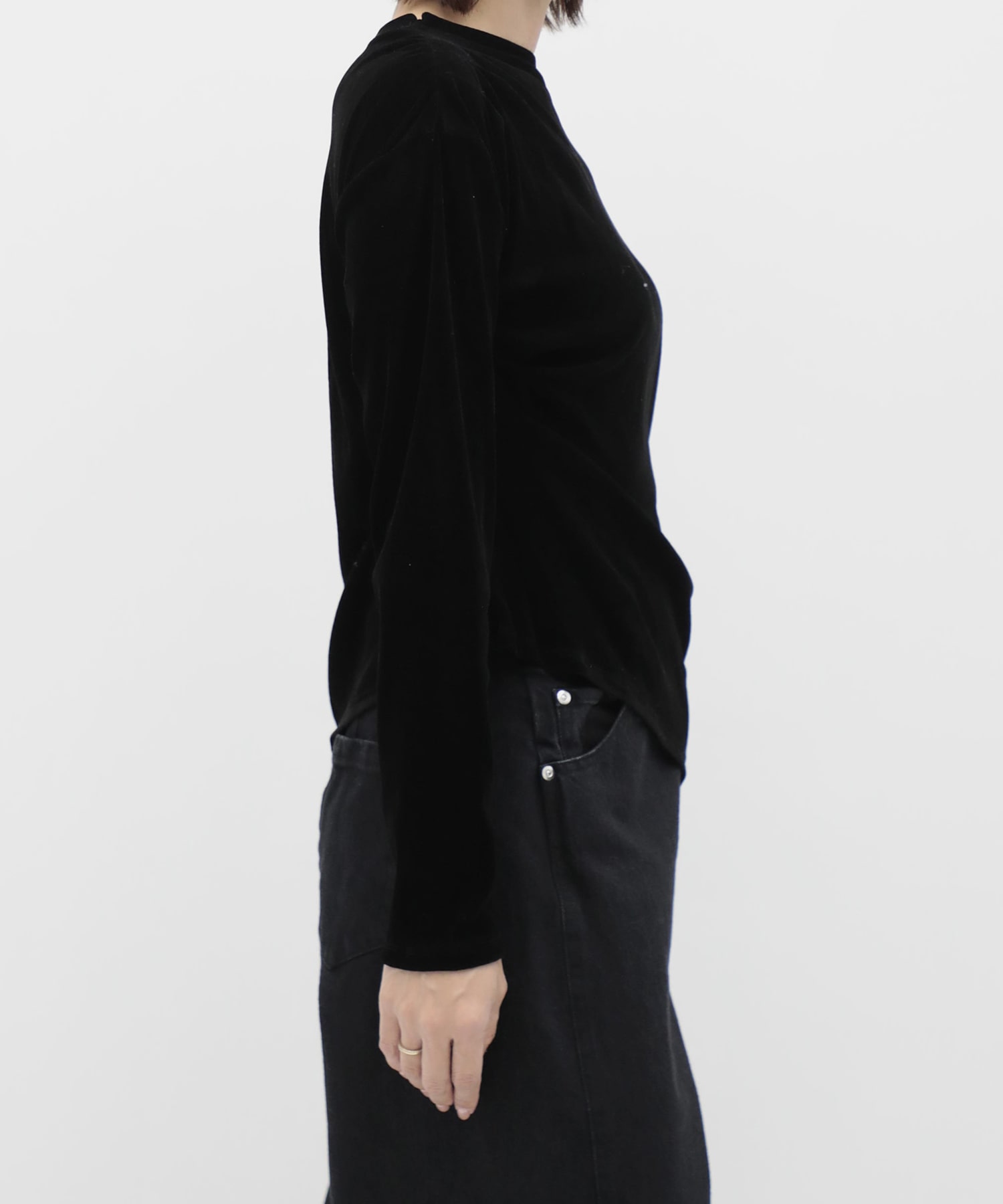 Velour One Shoulder Long T-Shirt RITAN