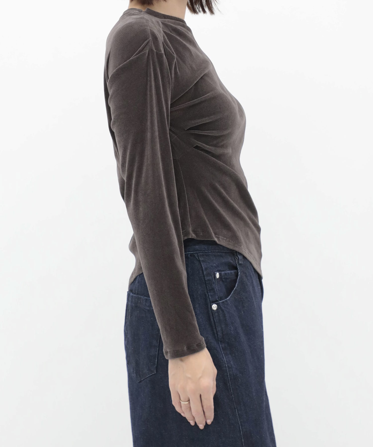 Velour One Shoulder Long T-Shirt RITAN