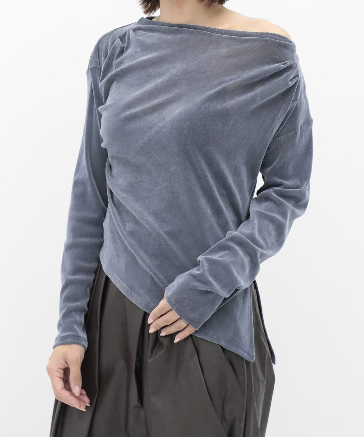 Velour One Shoulder Long T-Shirt RITAN