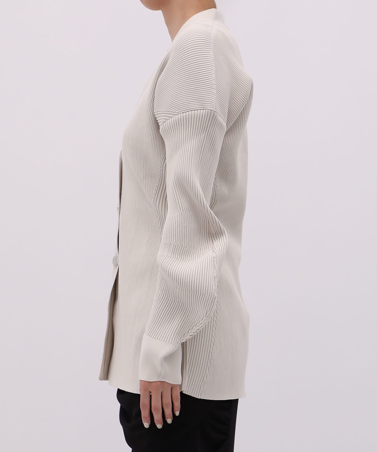 Arch Sleeve Rib Knit Cardigan RITAN