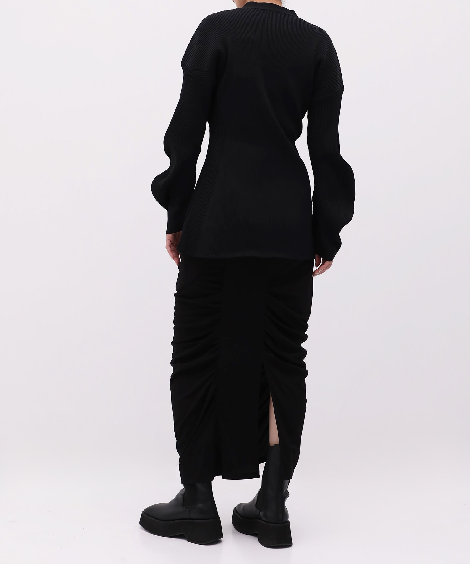 Arch Sleeve Rib Knit Cardigan RITAN