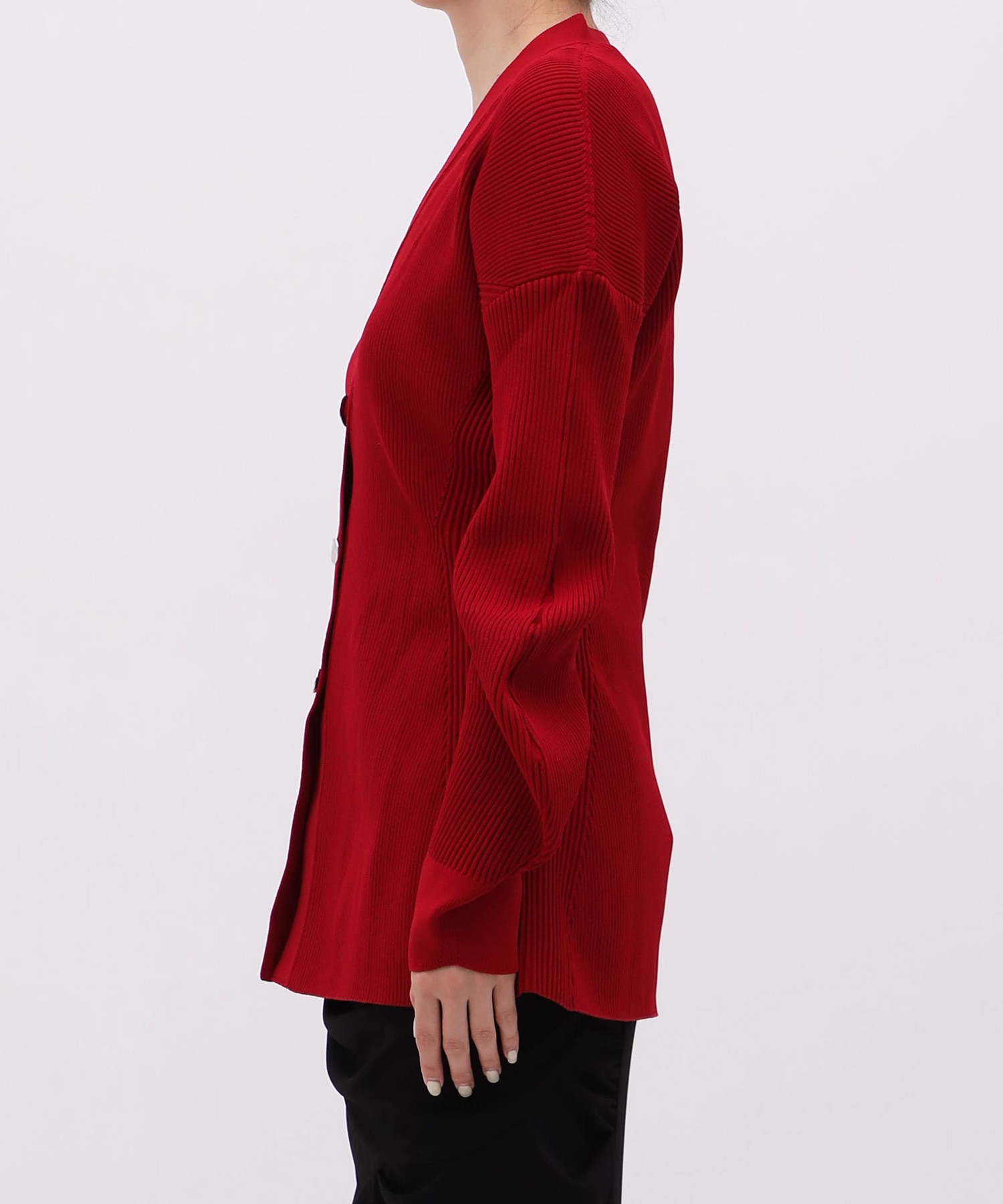 Arch Sleeve Rib Knit Cardigan RITAN