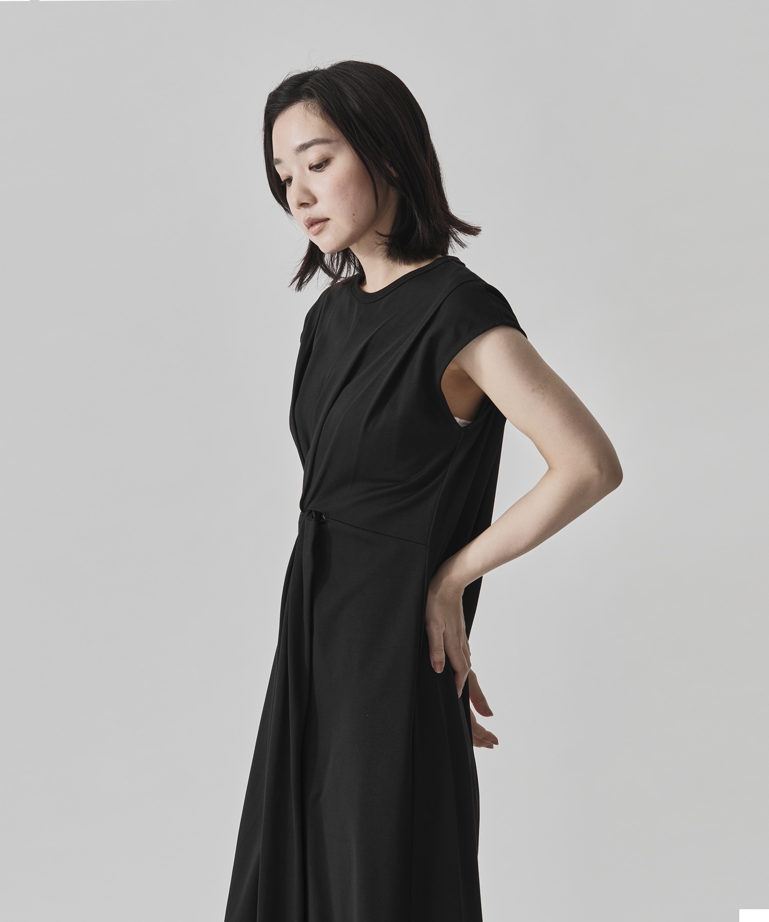 Shoulder Tuck Twist Dress CITY TOKYO