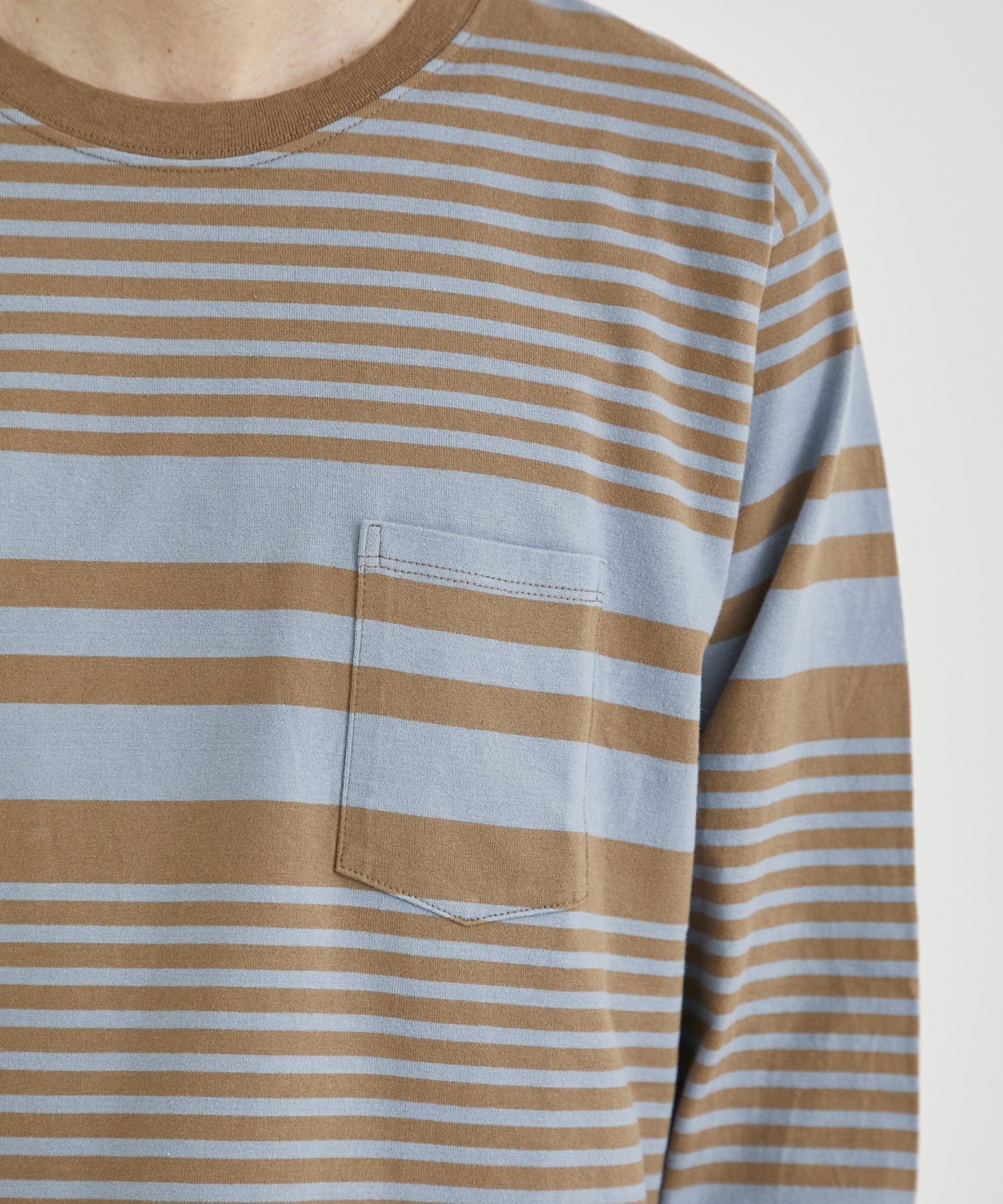 DWELLER L/S TEE COTTON JERSEY BORDER(1 BEIGE): nonnative: MEN｜THE