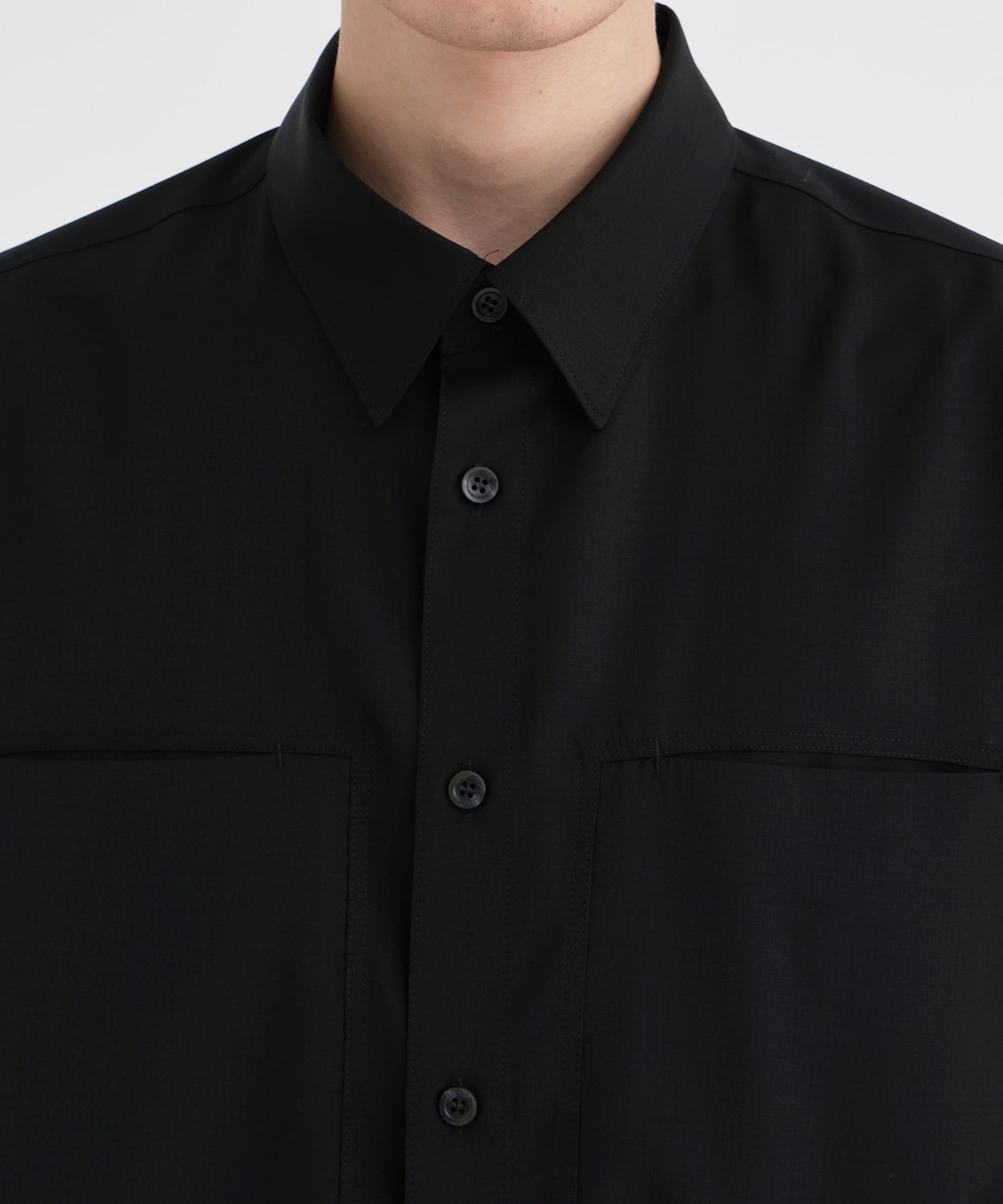 Reda Active Washable Wool L/S Shirt Solid(44 BLACK): THE TOKYO