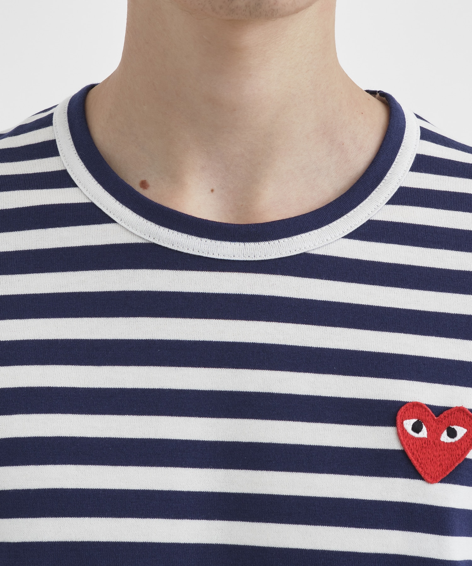 AZ-T010-051 STRIPED L/S T-SHIRT RED HEART PLAY COMME des GARCONS