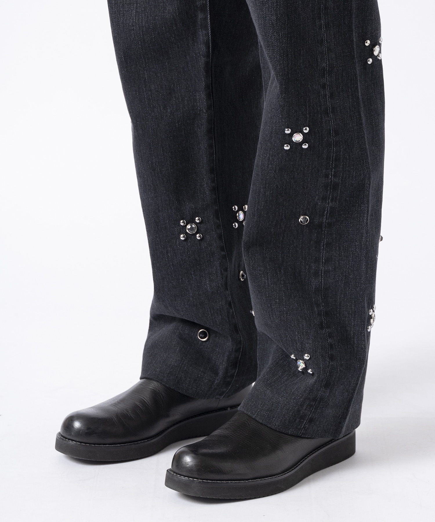 STRAIGHT JEAN TROUSERS BLACK & SILVER STARS TANAKA