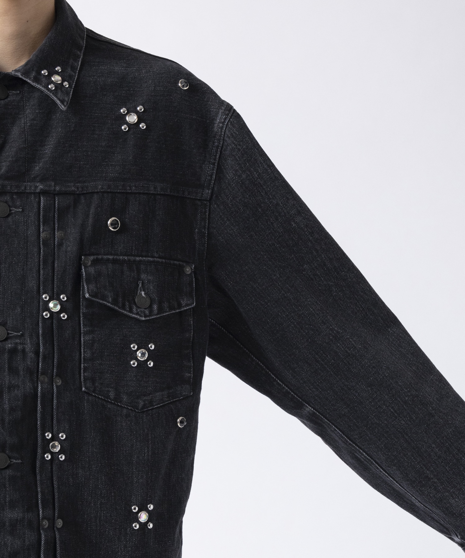 THE JEAN JACKET BLACK & SILVER STARS TANAKA