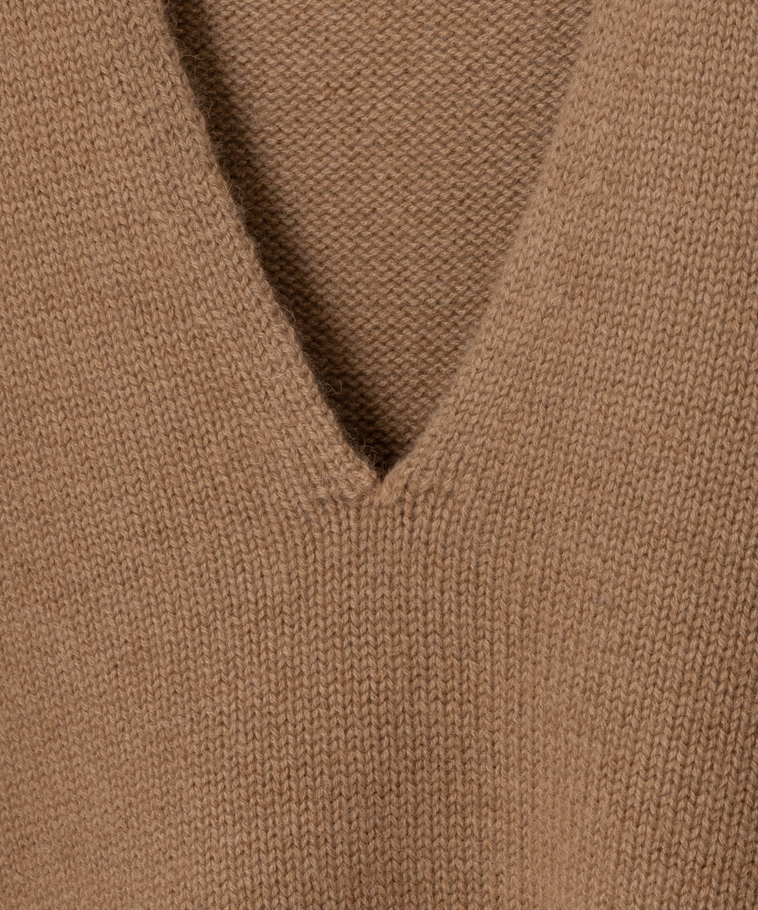 Natural camel Deep V-neck sweater walenode