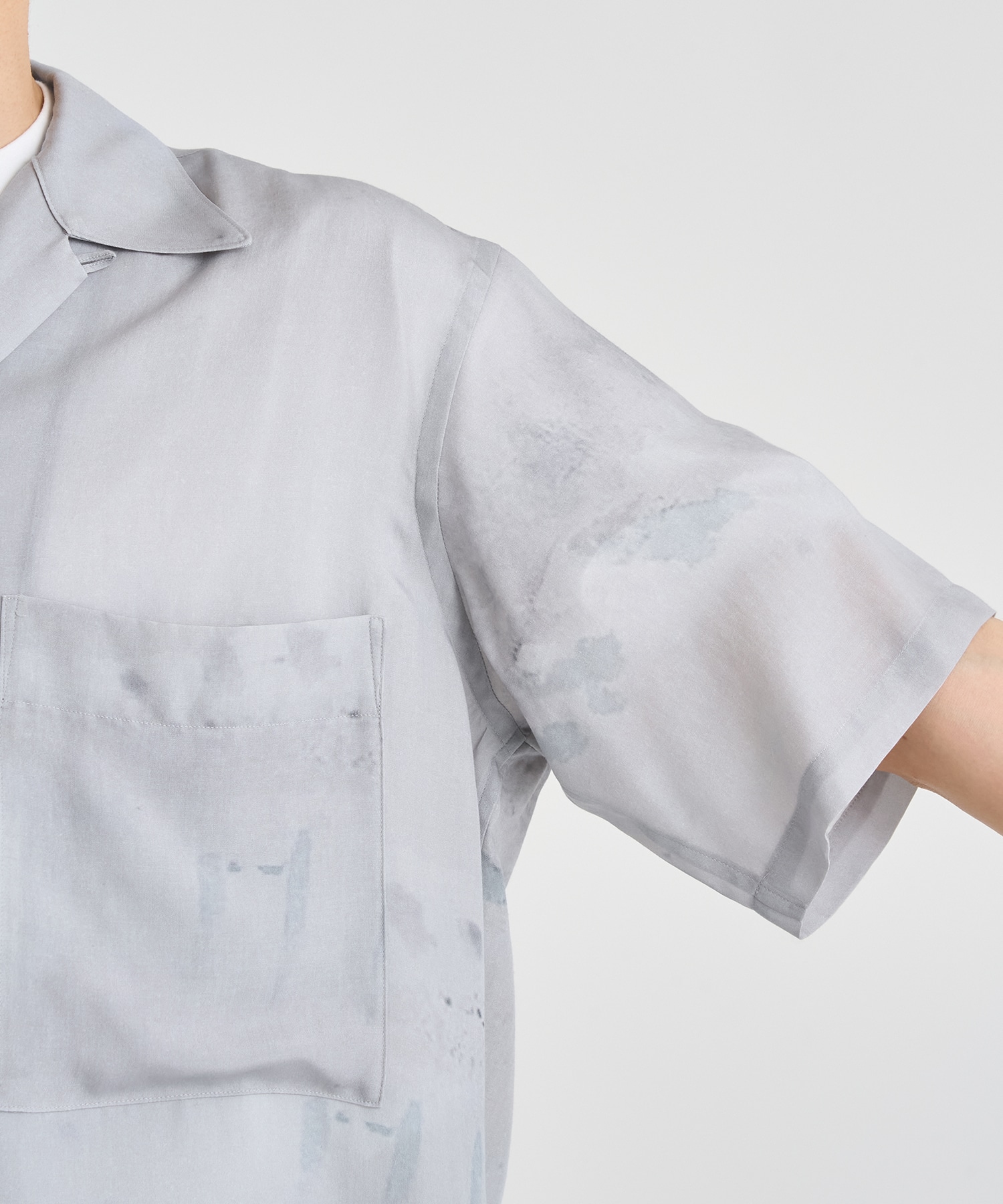LANDSCAPE PRINTED OPEN COLLAR SHIRT YOKE