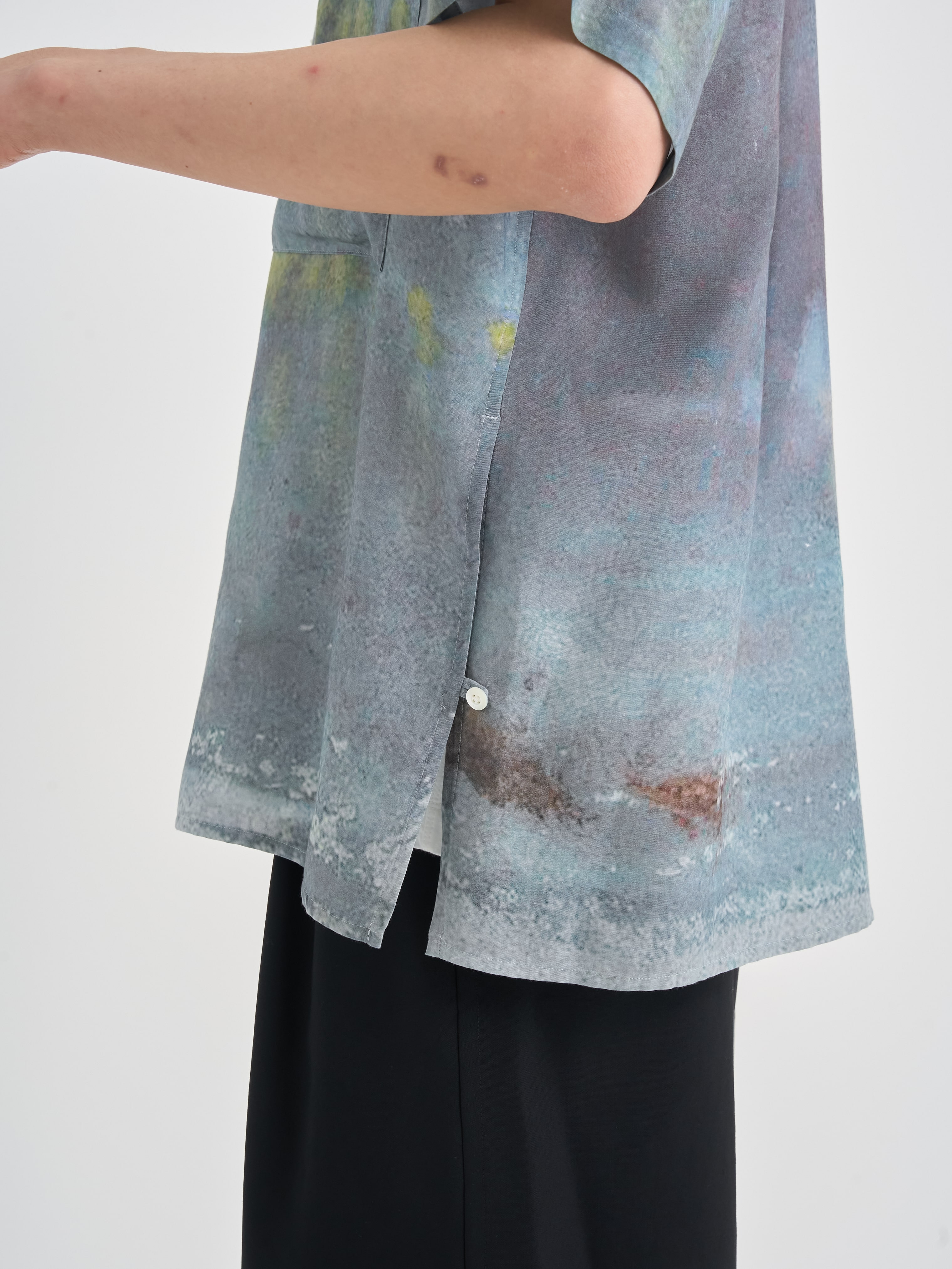 LANDSCAPE PRINTED OPEN COLLAR SHIRT YOKE