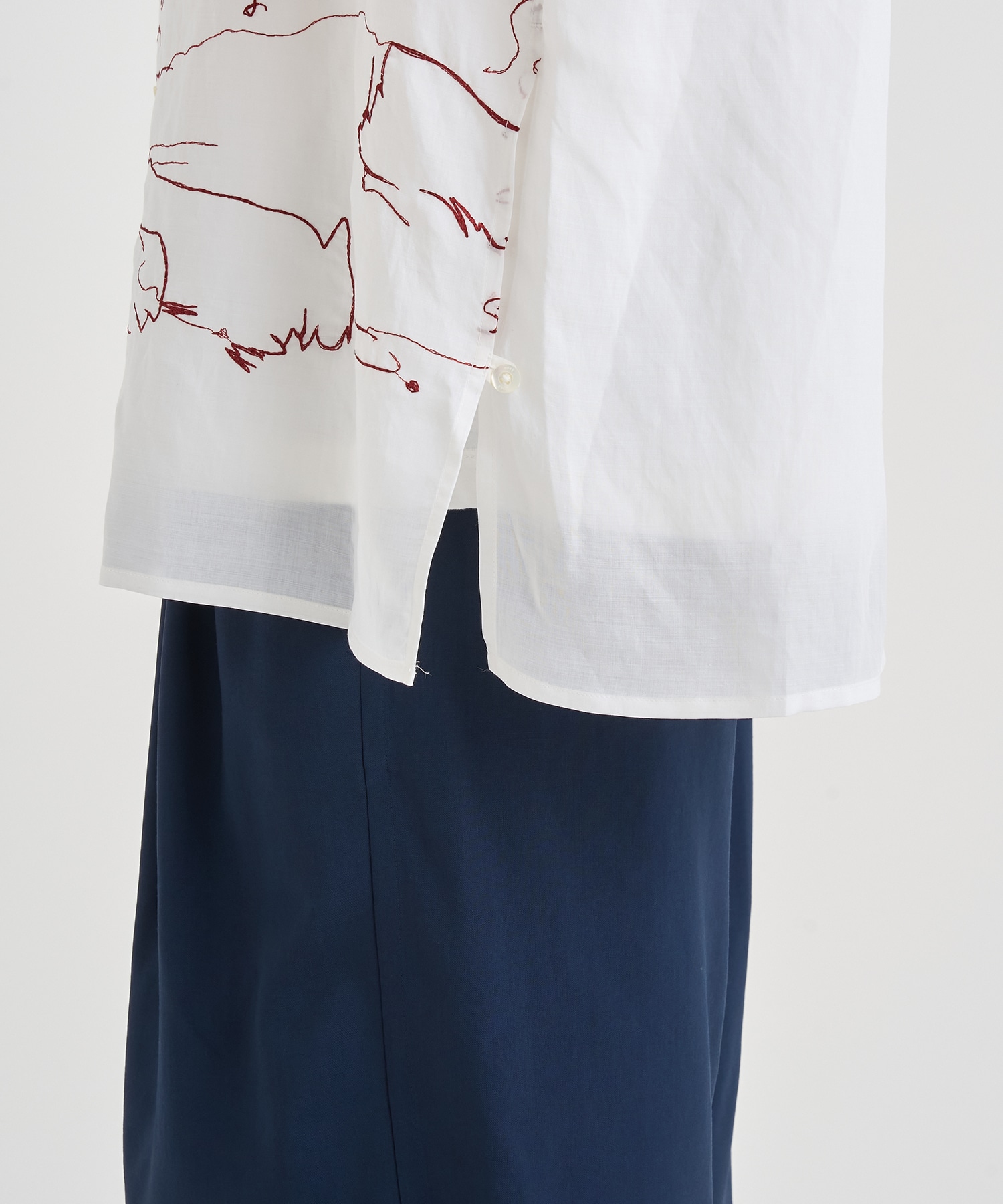 EMBROISERY OPEN COLLAR SHIRT YOKE