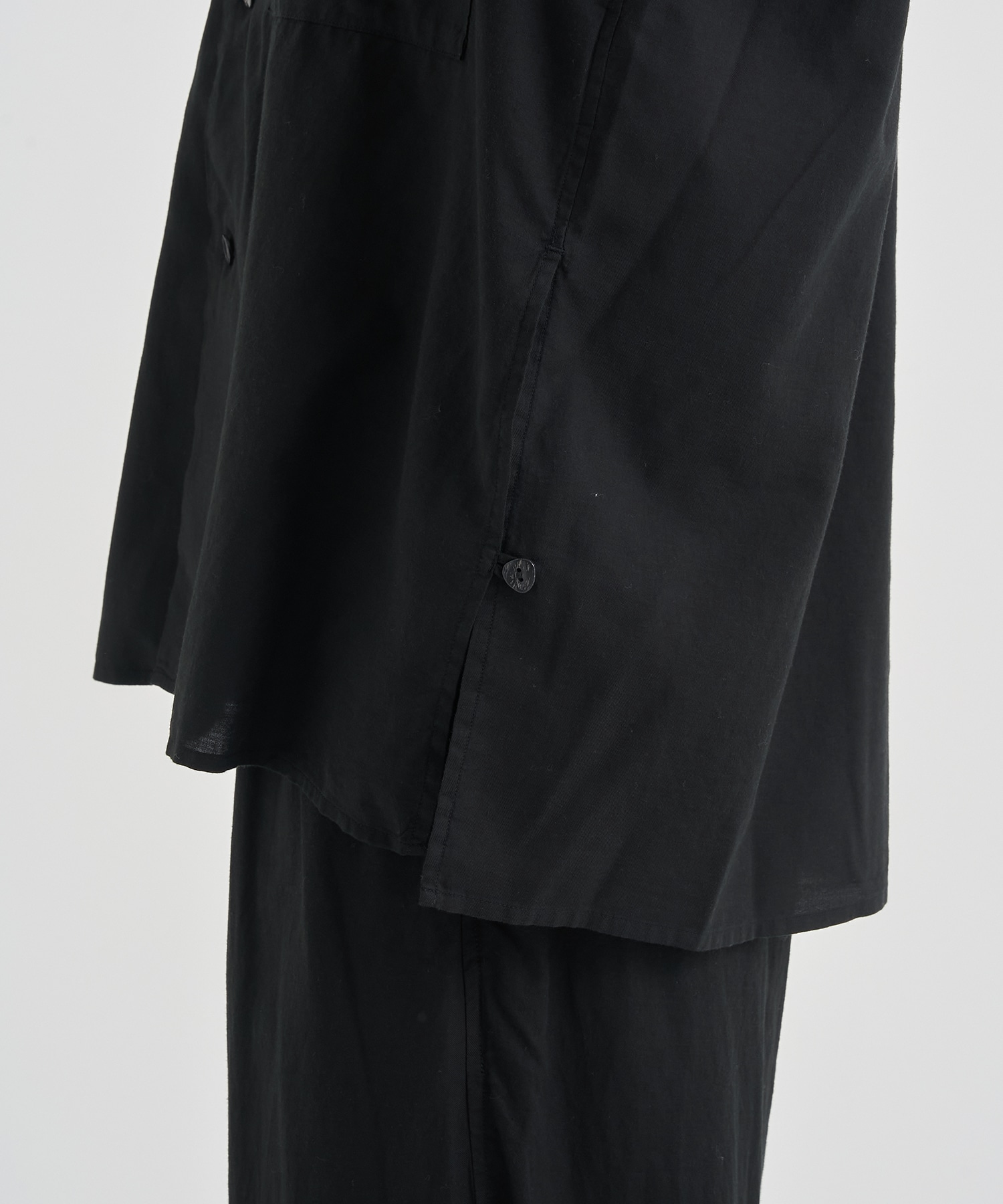 GARMENTDYED COTTON SILK TWILL OPEN COLLAR SHIRT YOKE