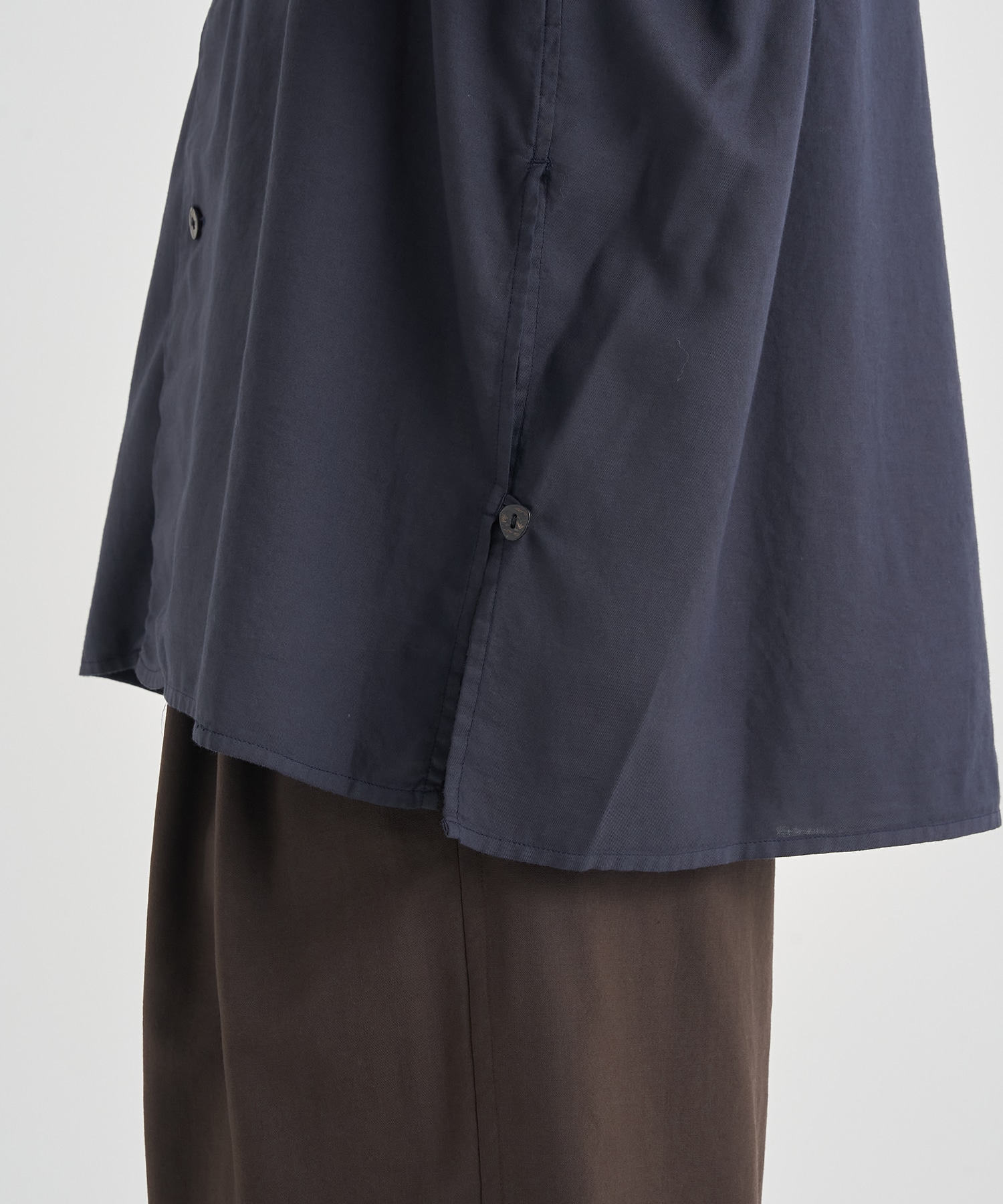 GARMENTDYED COTTON SILK TWILL OPEN COLLAR SHIRT YOKE