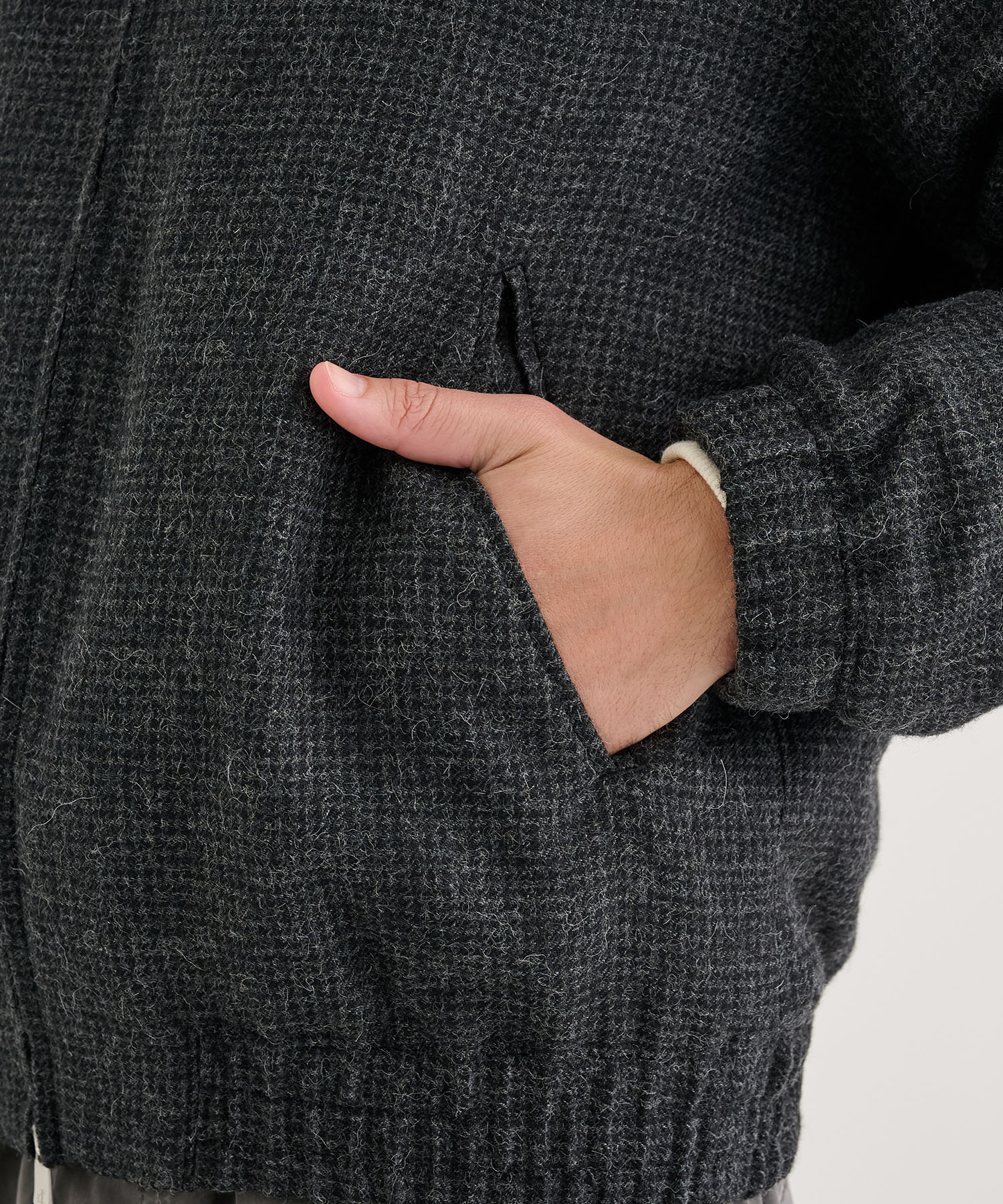 ALPACA HOUND TOOTH HARRINGTON JACKET ATON