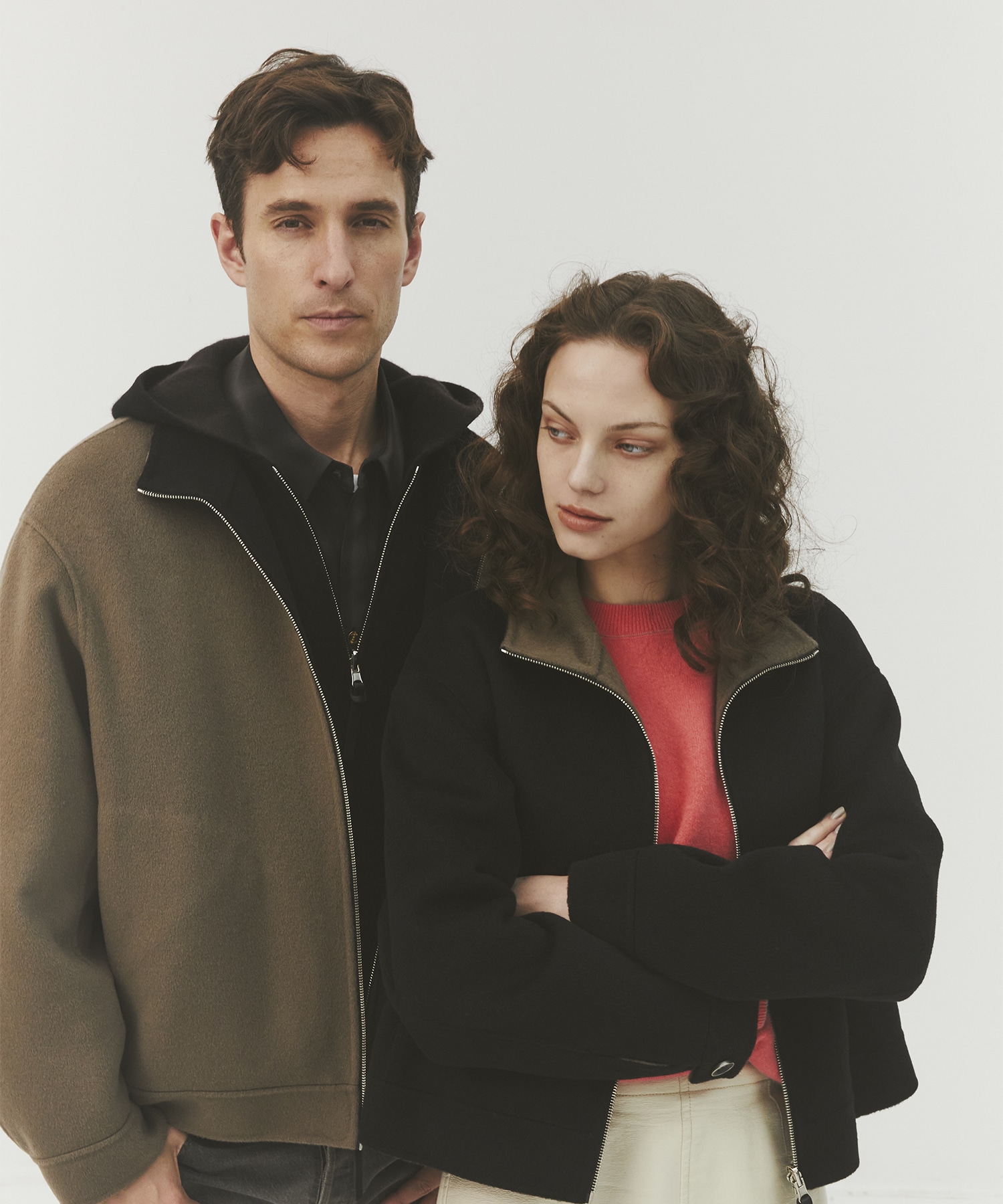 CASHMERE REVERSIBLE STAND ZIP BLOUSON 