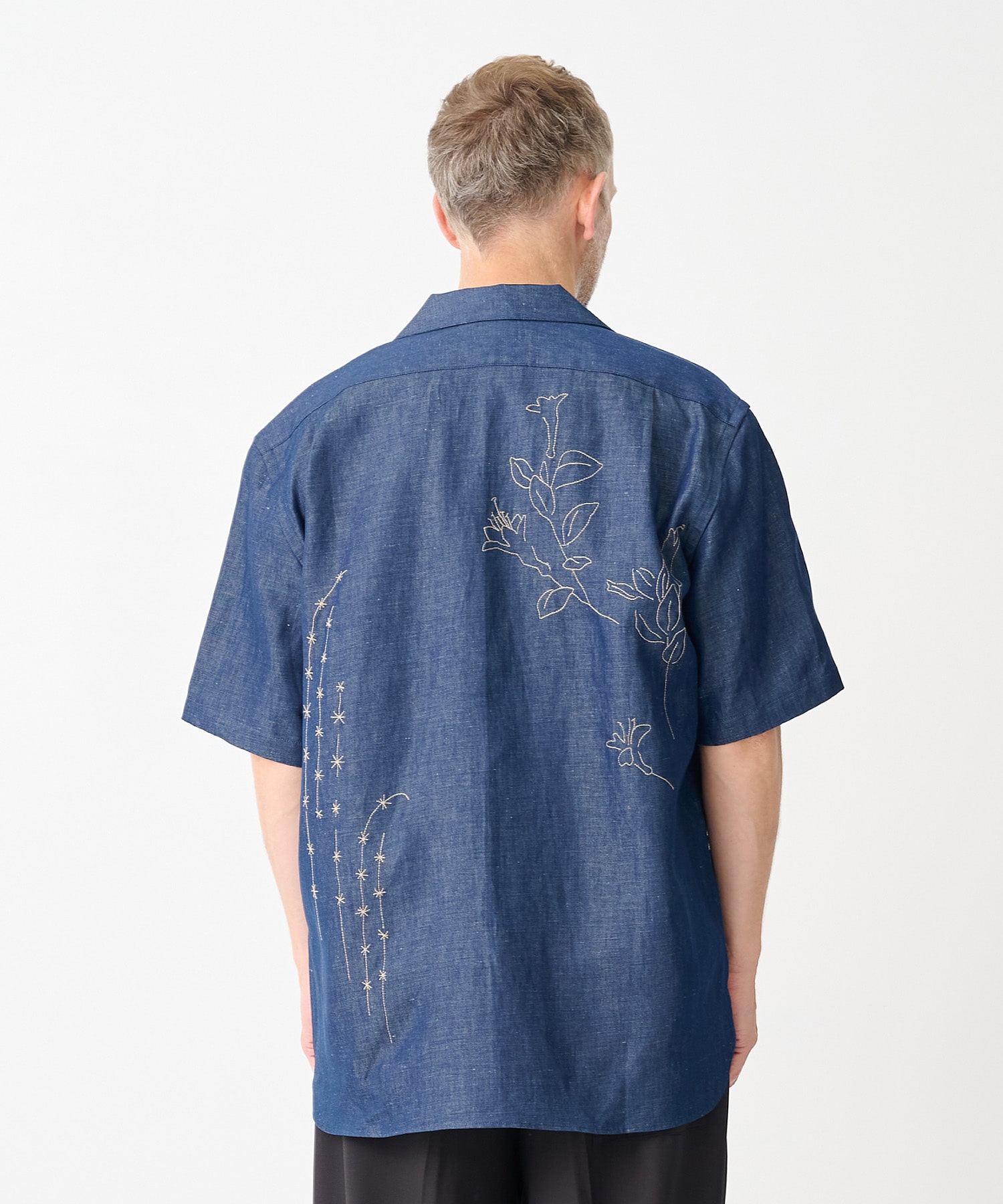 別注THE SS SHIRT INDIGO LINEN EMBROIDERY TANAKA