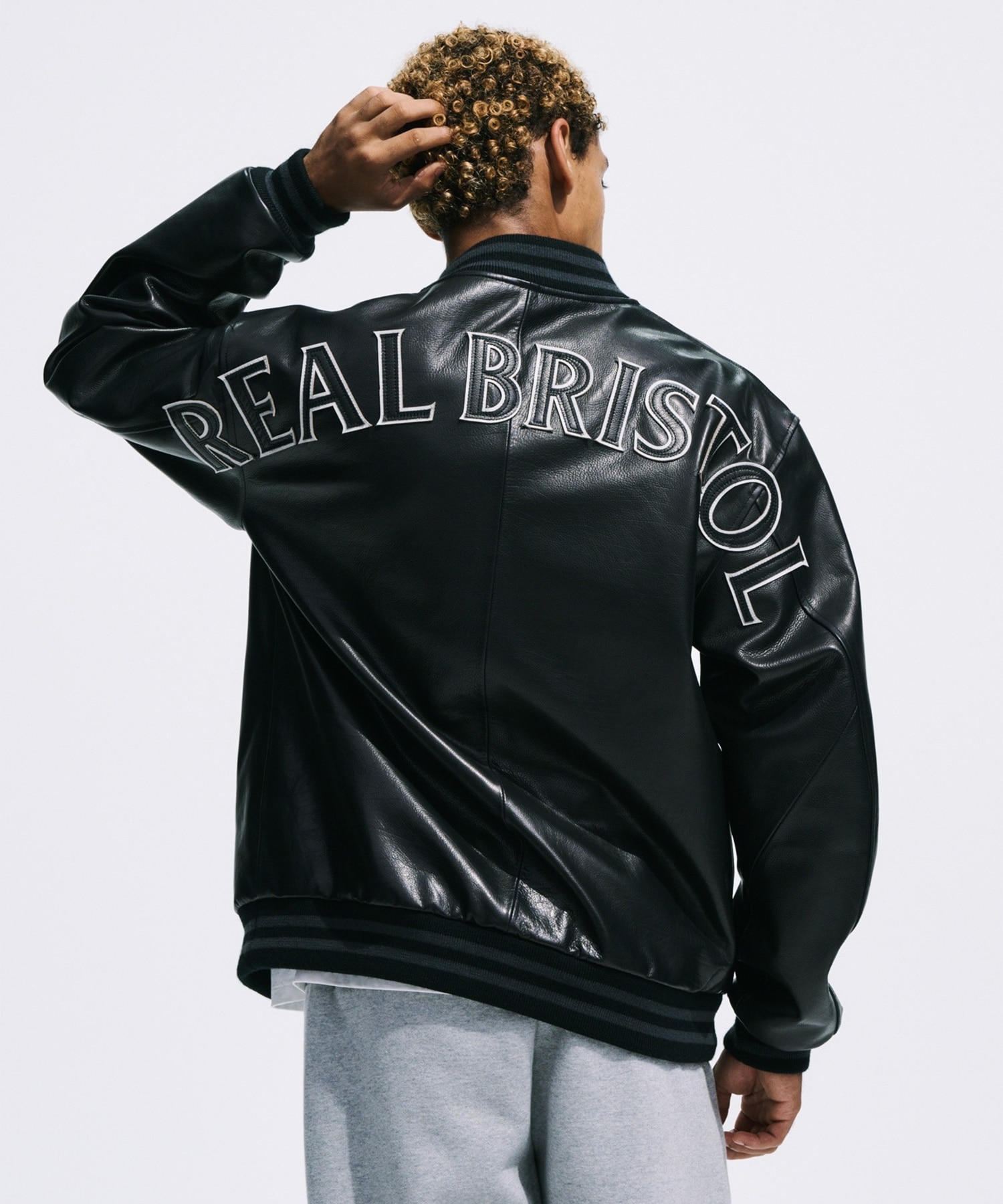 LEATHER TEAM VARSITY BLOUSON F.C.Real Bristol