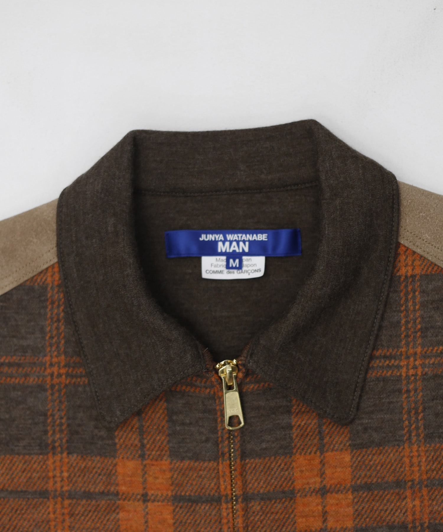 WR-T014-051 Wool Check×Wool Smooth×Cow Zip Blouson JUNYA WATANABE MAN