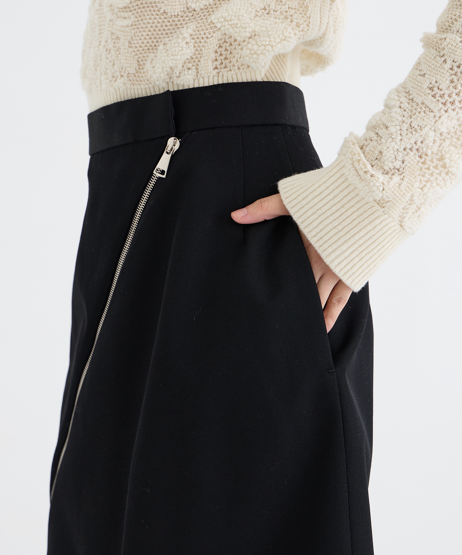 ZIP-DETAIL LONG SKIRT PHOTOCOPIEU