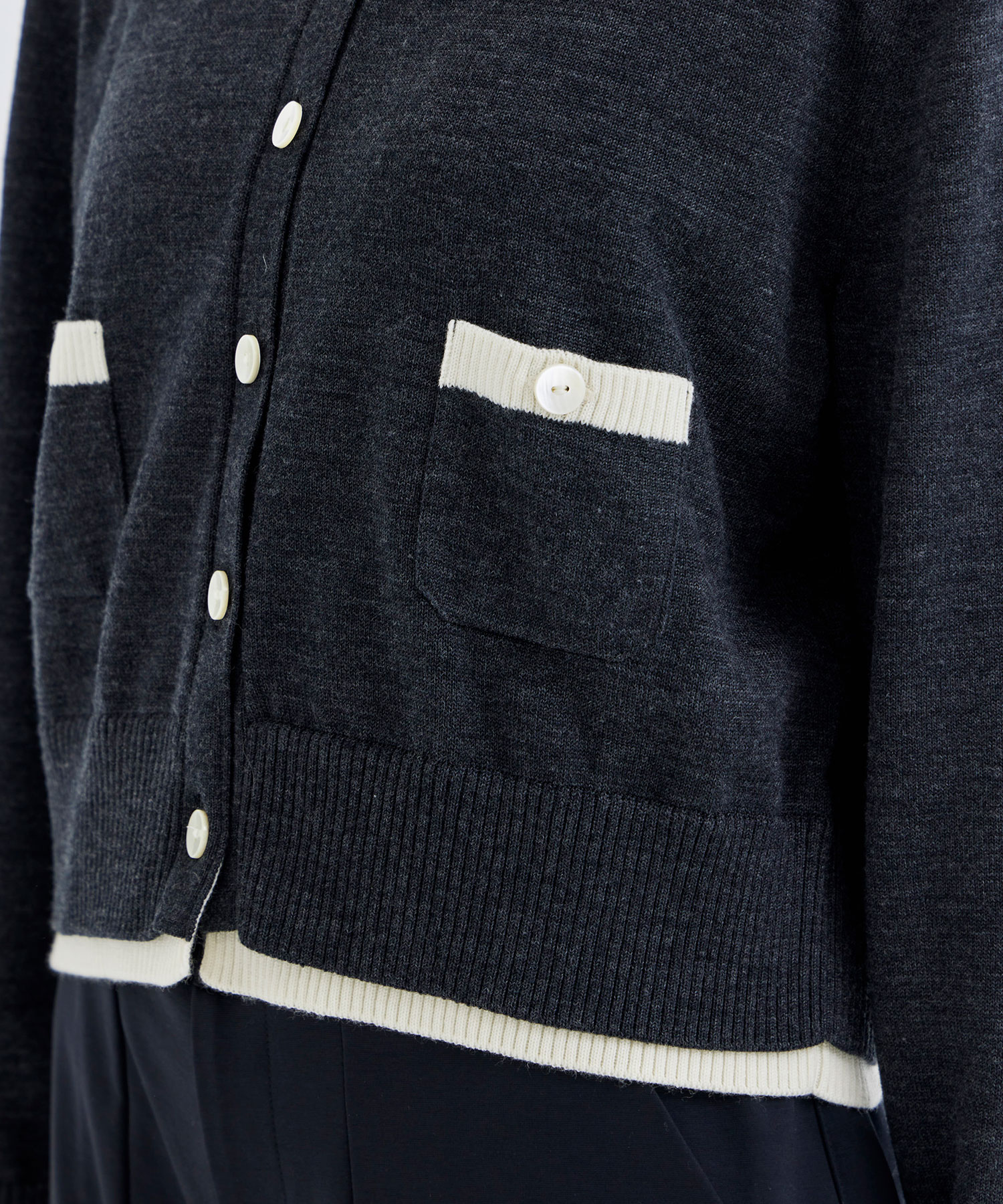 WASHABLE WOOL BICOLOR KNIT CARDIGAN THE TOKYO