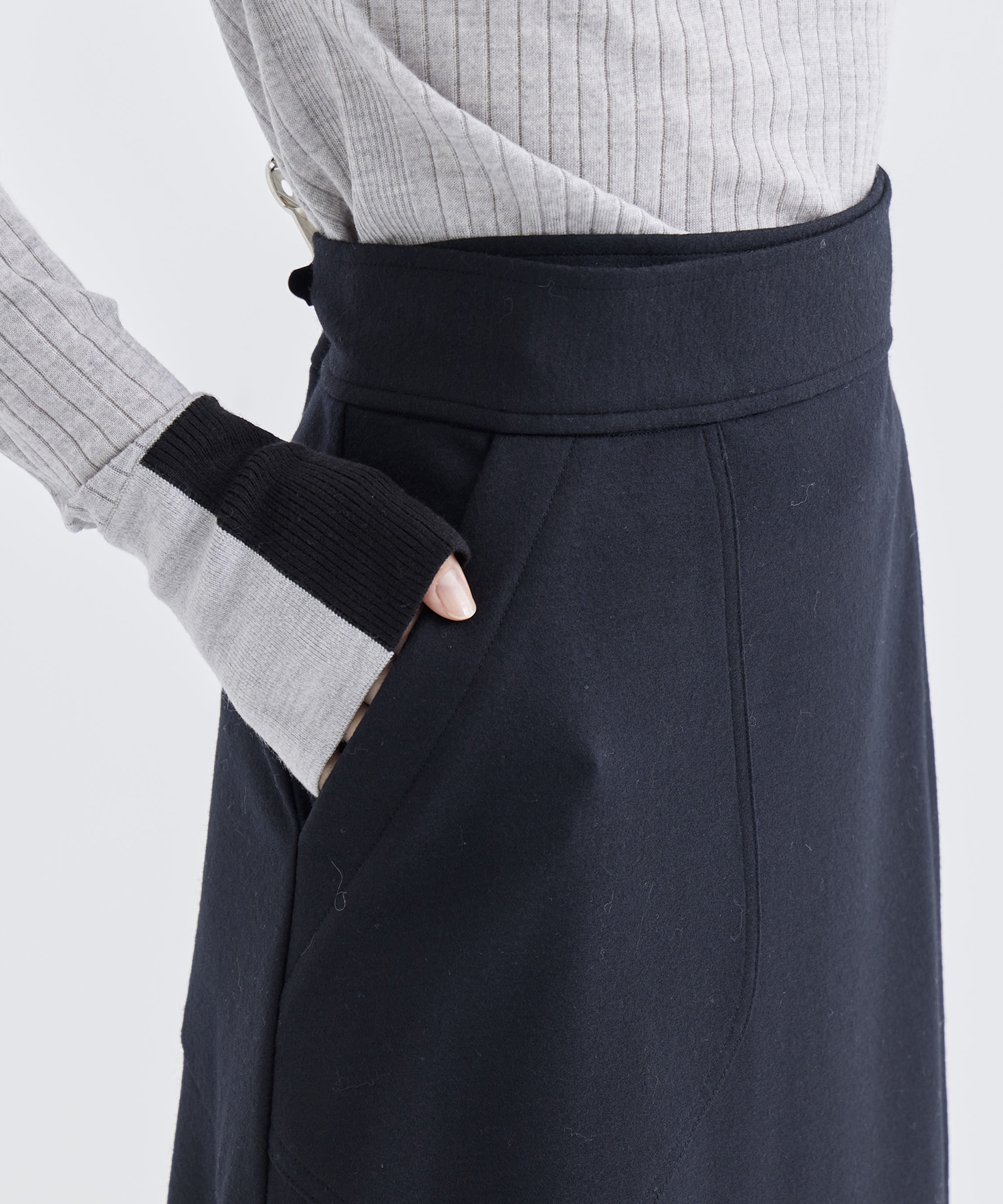 WASHABLE FLANNEL CASHMERE TOUCH WRAP SKIRT THE TOKYO