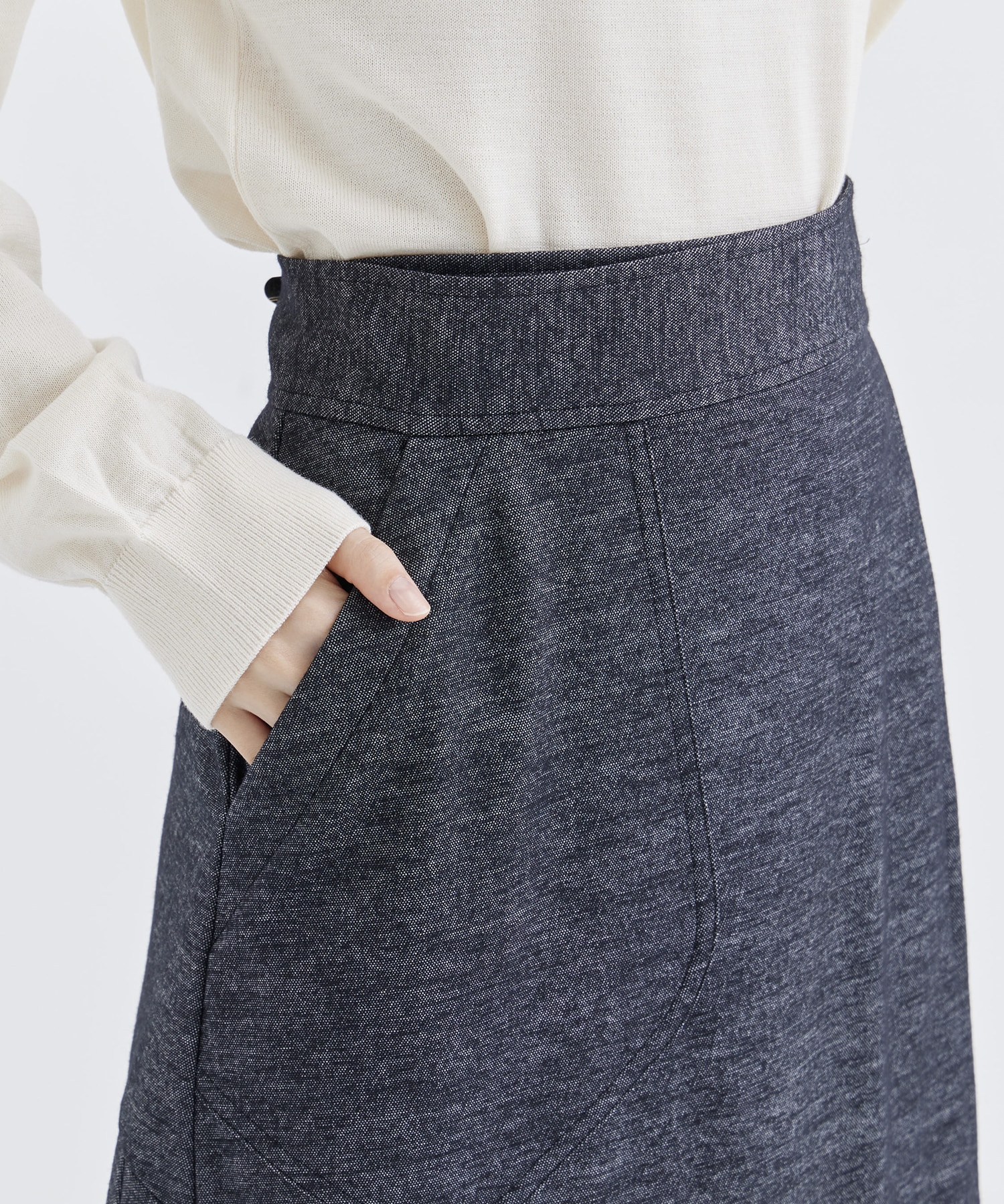 WASHABLE TWEEDY JERSEY WRAP SKIRT THE TOKYO