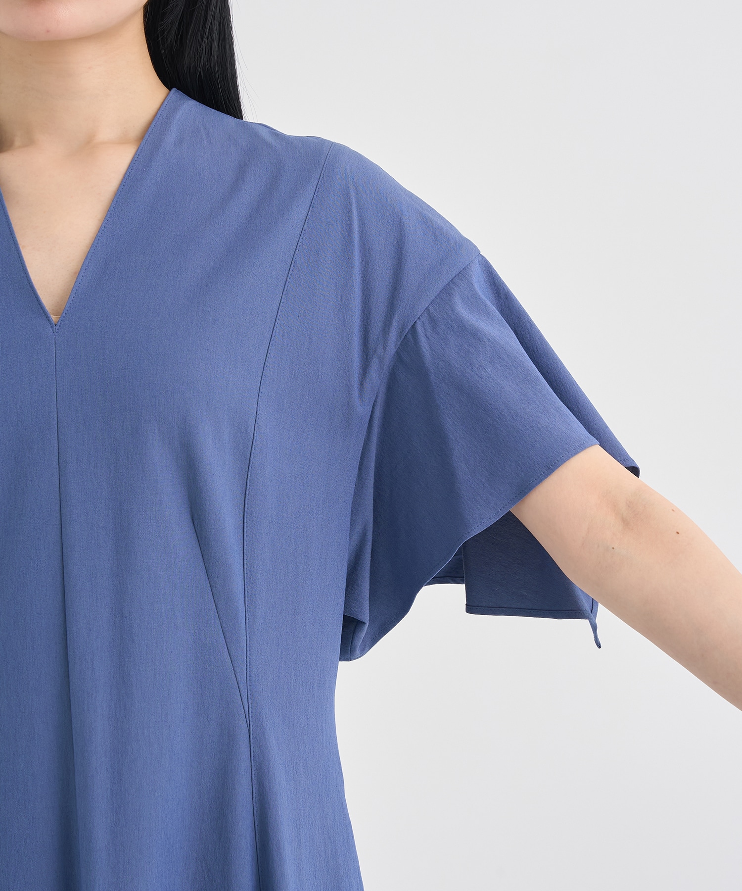 別注 Tamara drape sleeve dress BLU AKIRANAKA