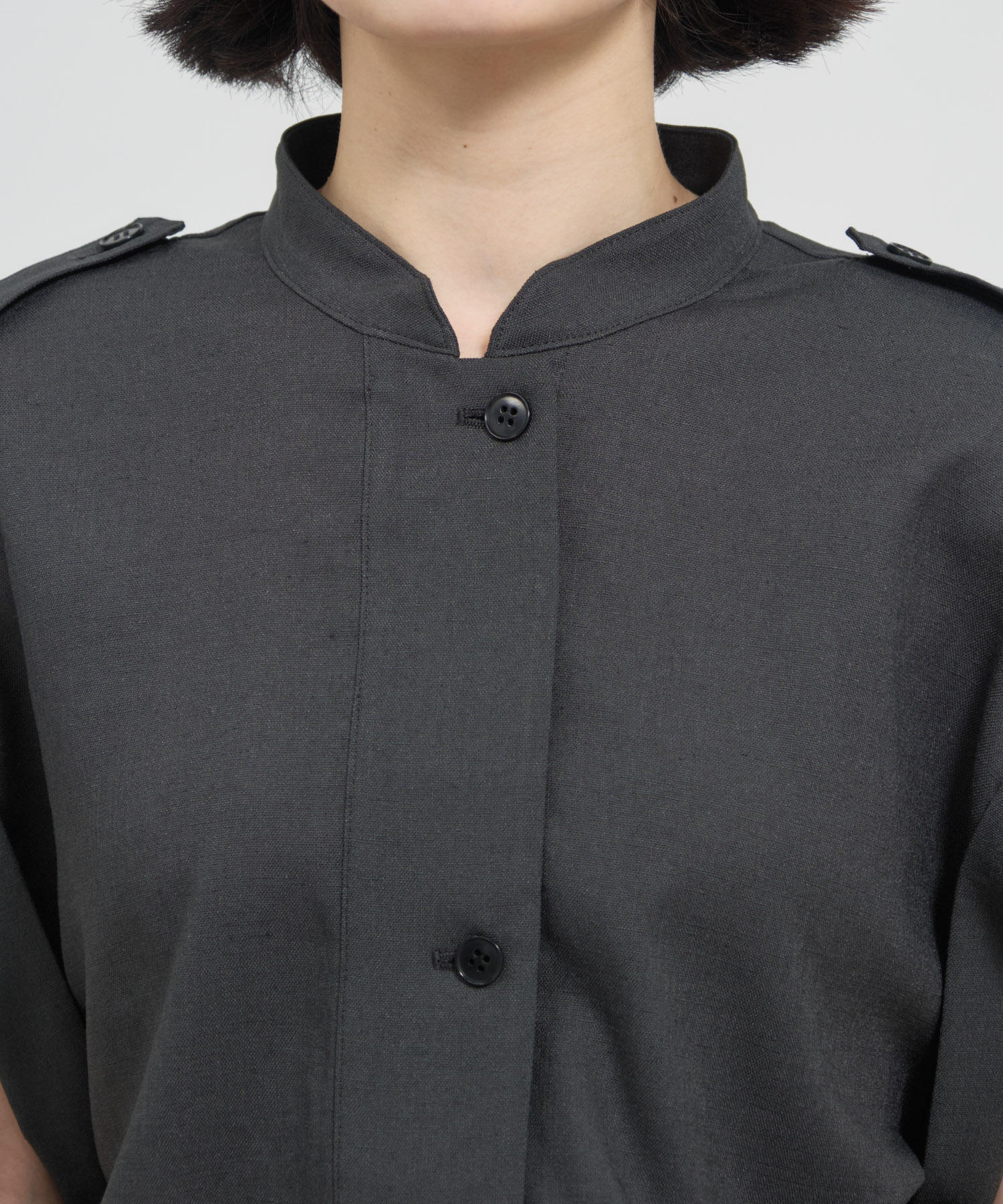 Stand Collar Weist Gather Blouse THE TOKYO