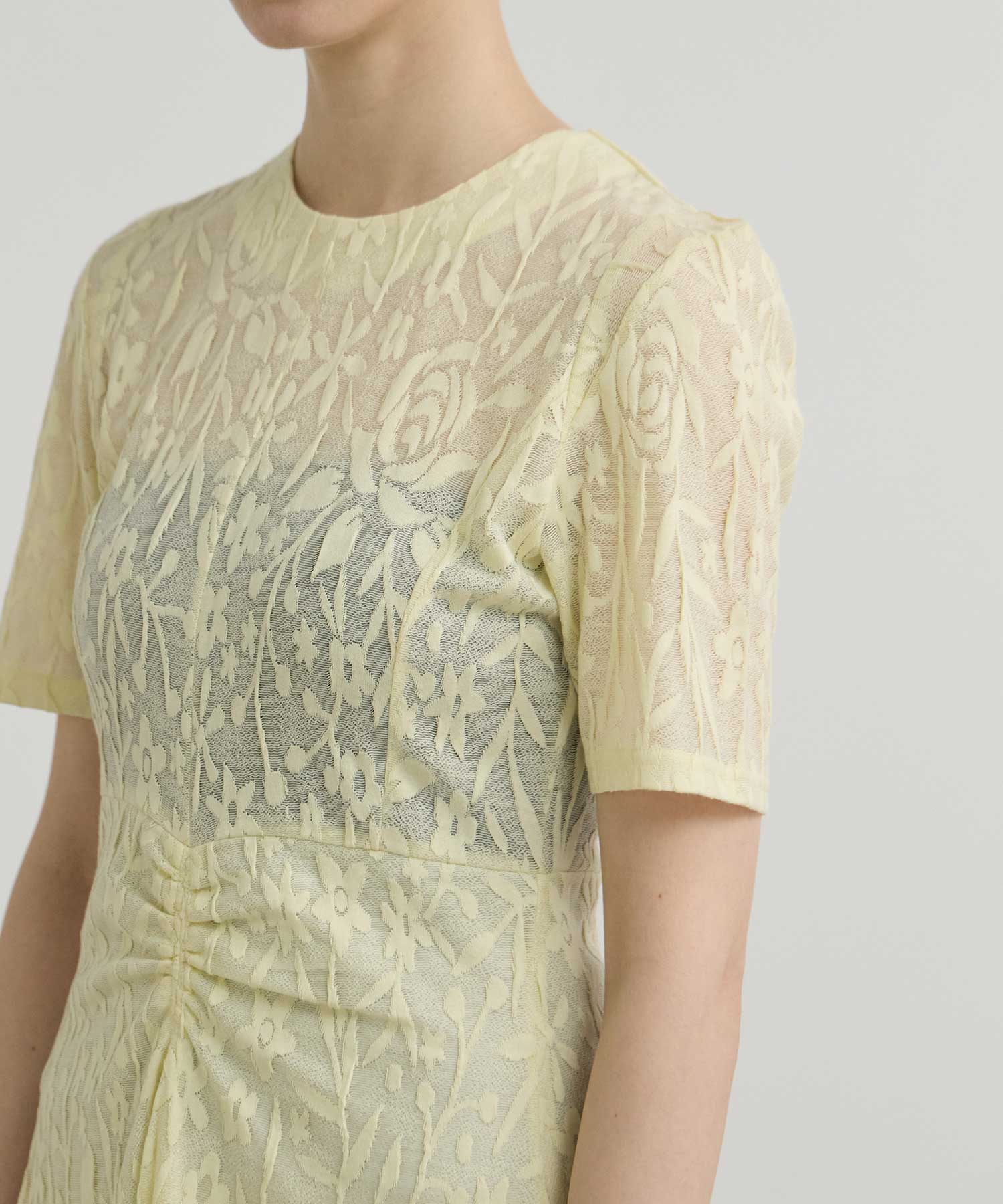 別注 FLOWER JAQUARD SHORT SLEEVE DRESS PHOTOCOPIEU